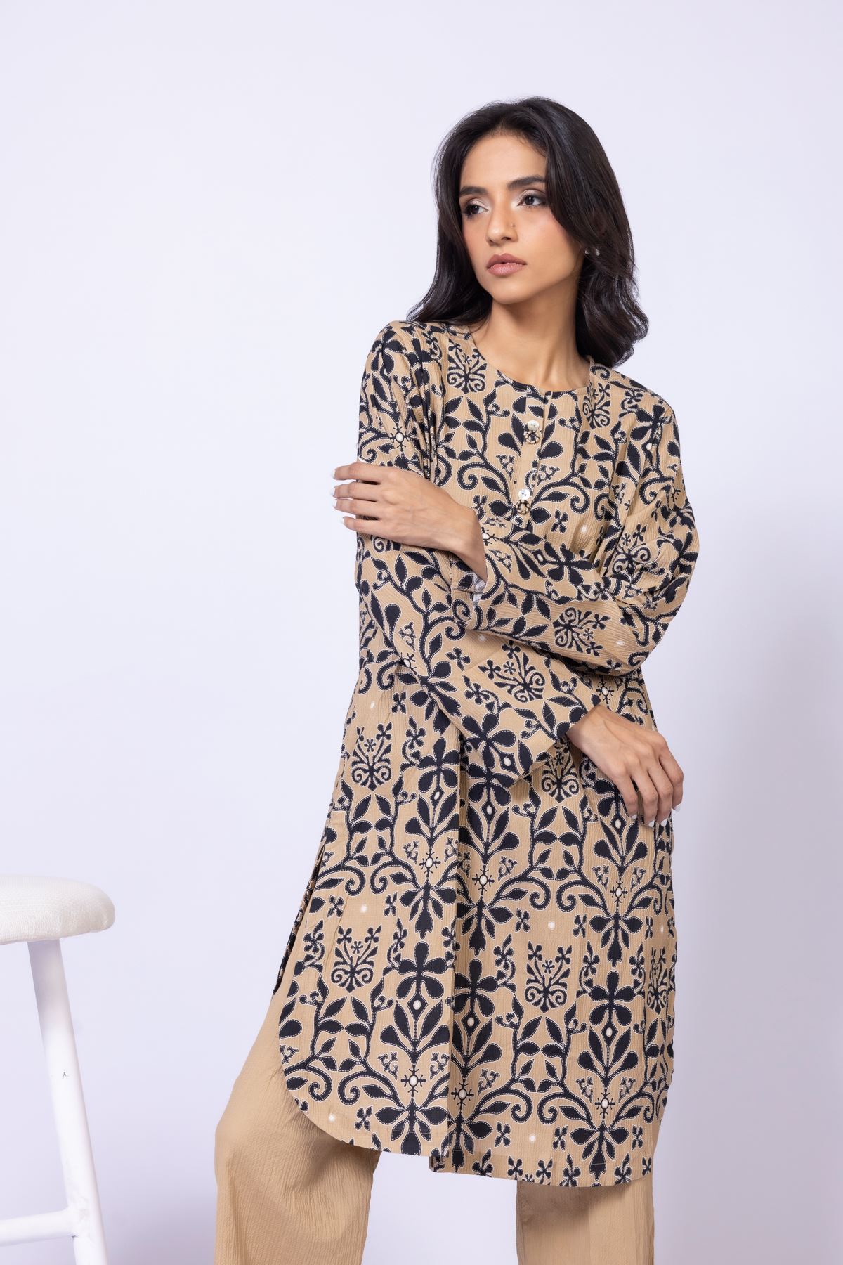 Printed Cotton Crinkle Kurta - OTD4-EX22-10TA-VG