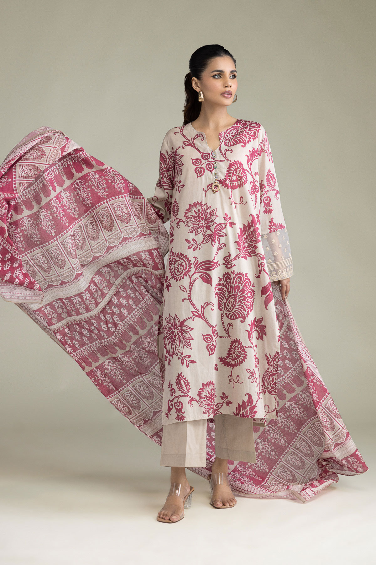 Embroidered Cambric Fabrics 3 Piece - T-A33-26-207FD1-VG