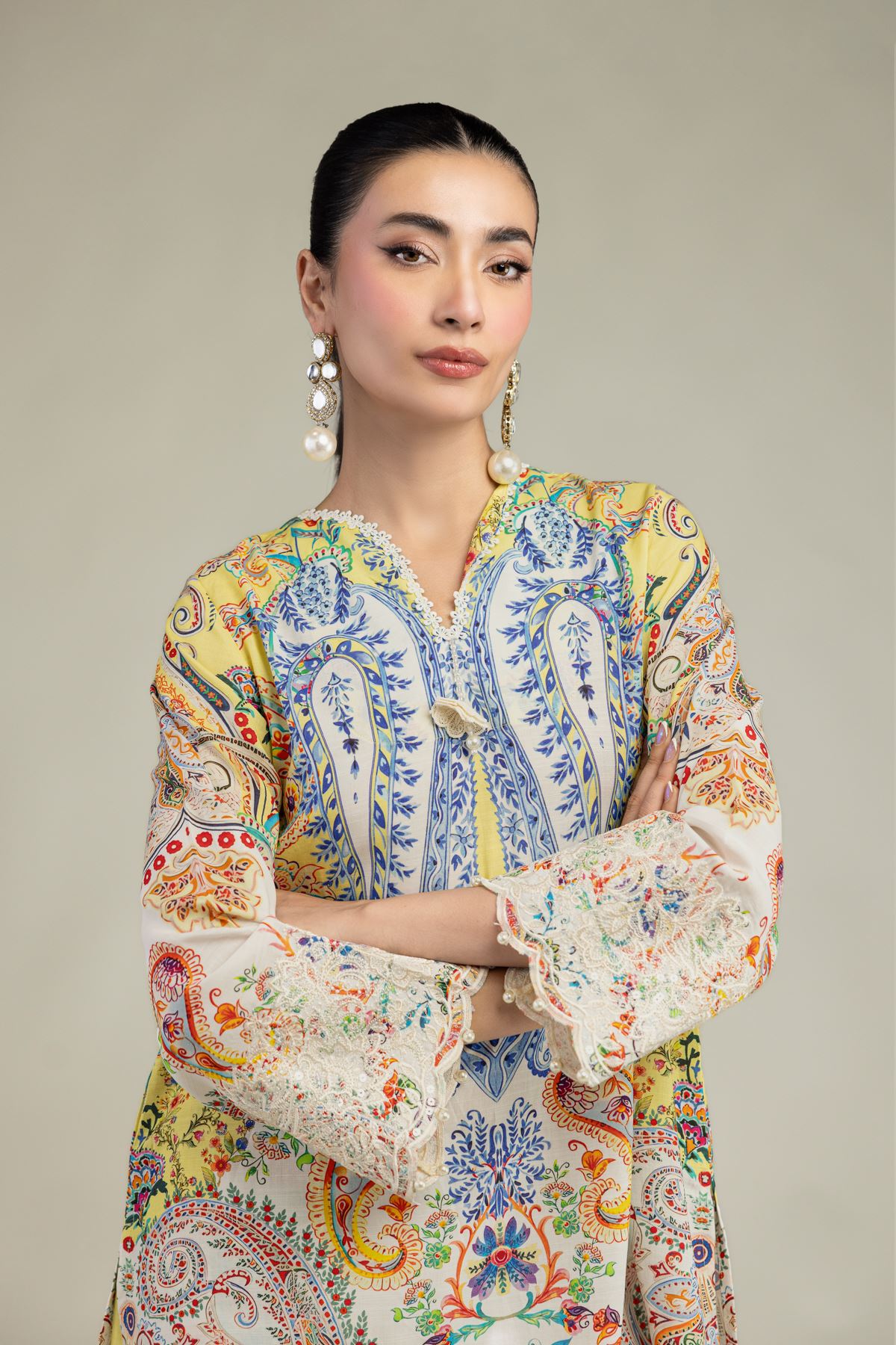 Embroidered Raw Silk Short Silk Kurta - 25-09-11E14-03TA-VG