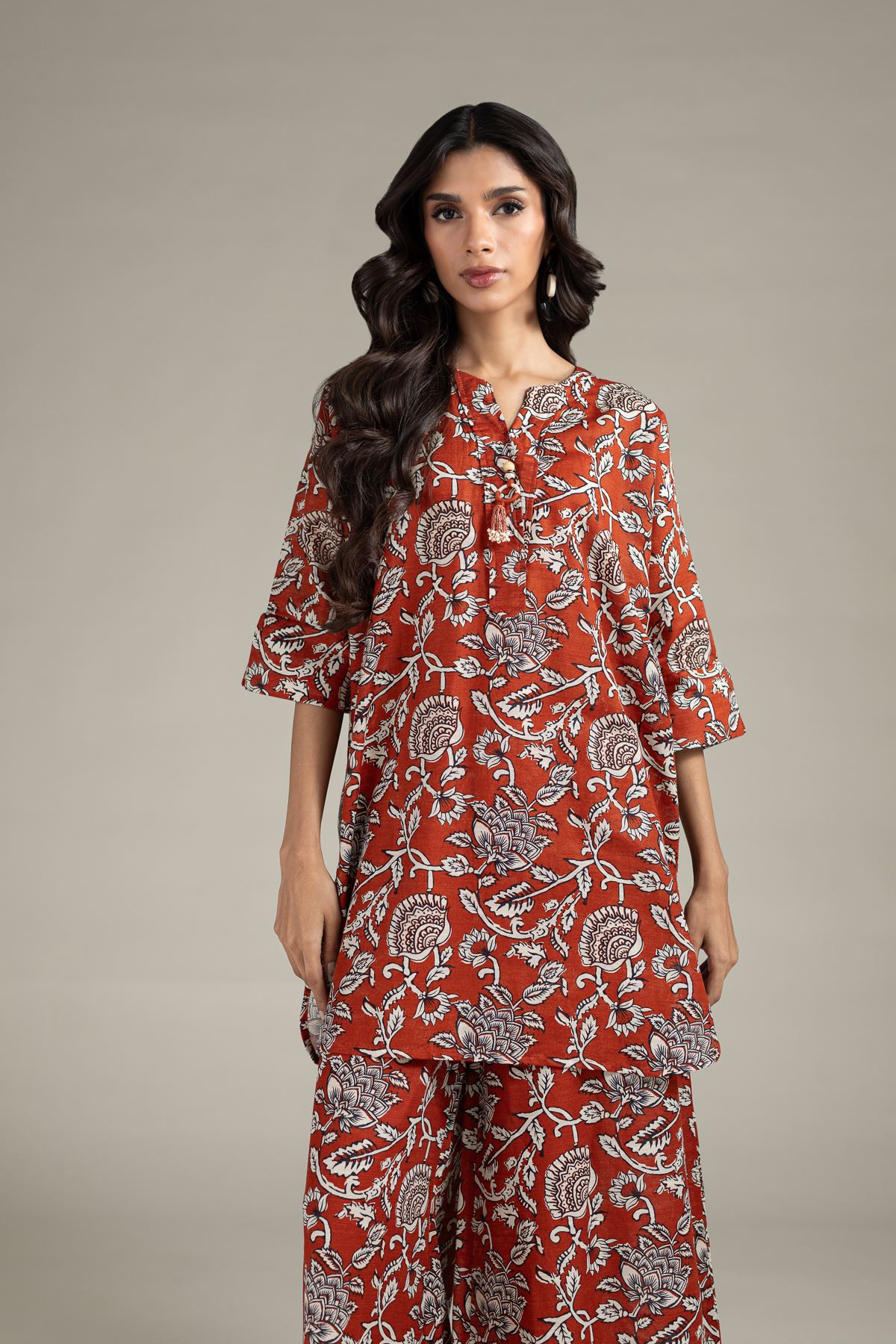 Printed Textured Cotton Kurta - 25-10-12E7-04TA-VG
