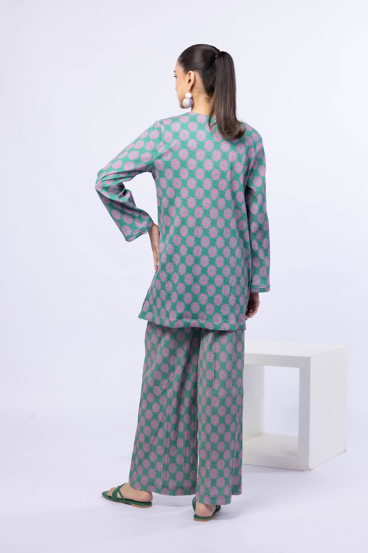 Printed Ripple Crinkle Kurta - 25-10-10S4-02TB-VG