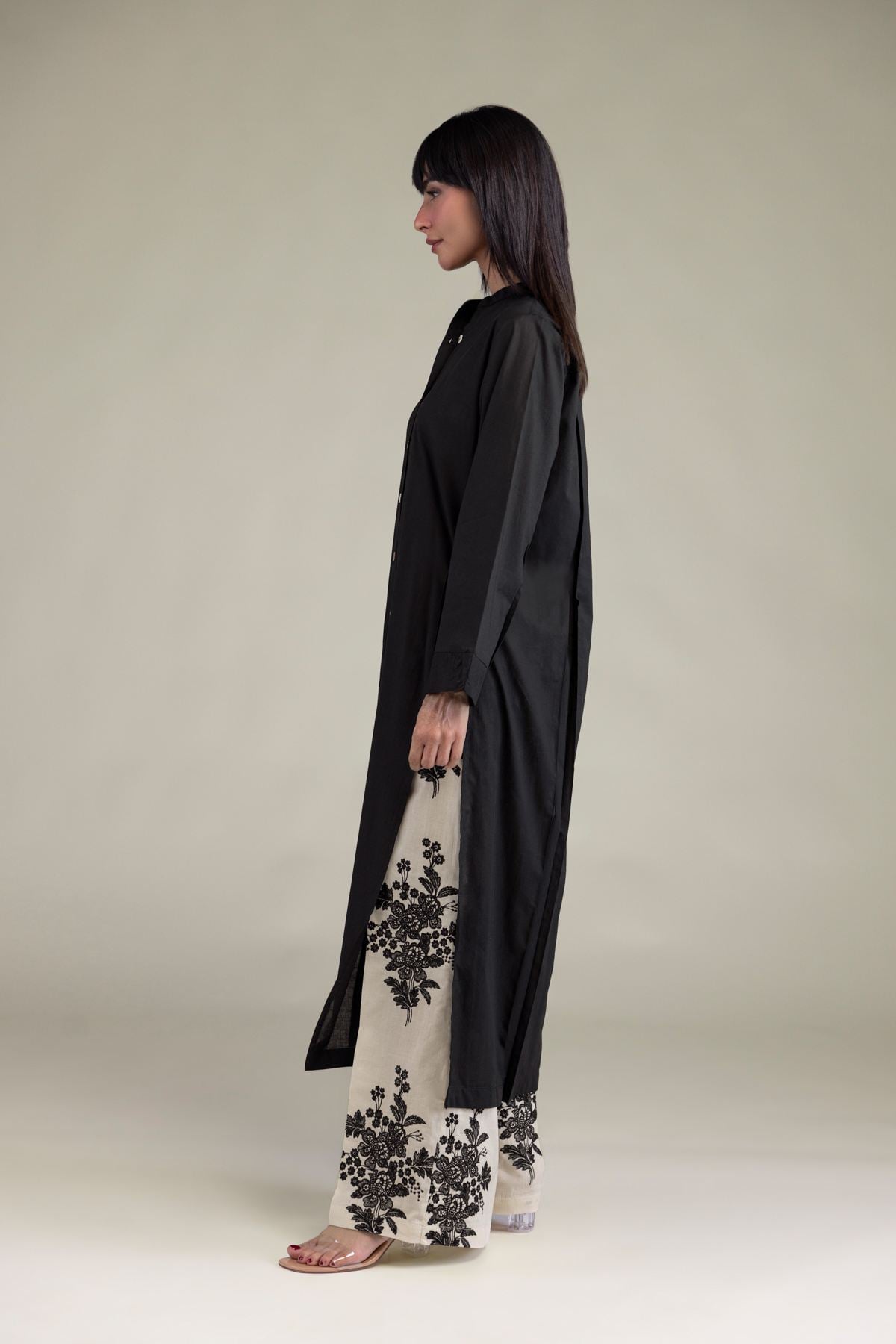 Embroidered Cambric Black Cambric Pants - 25-09-11E11-09TB-VG