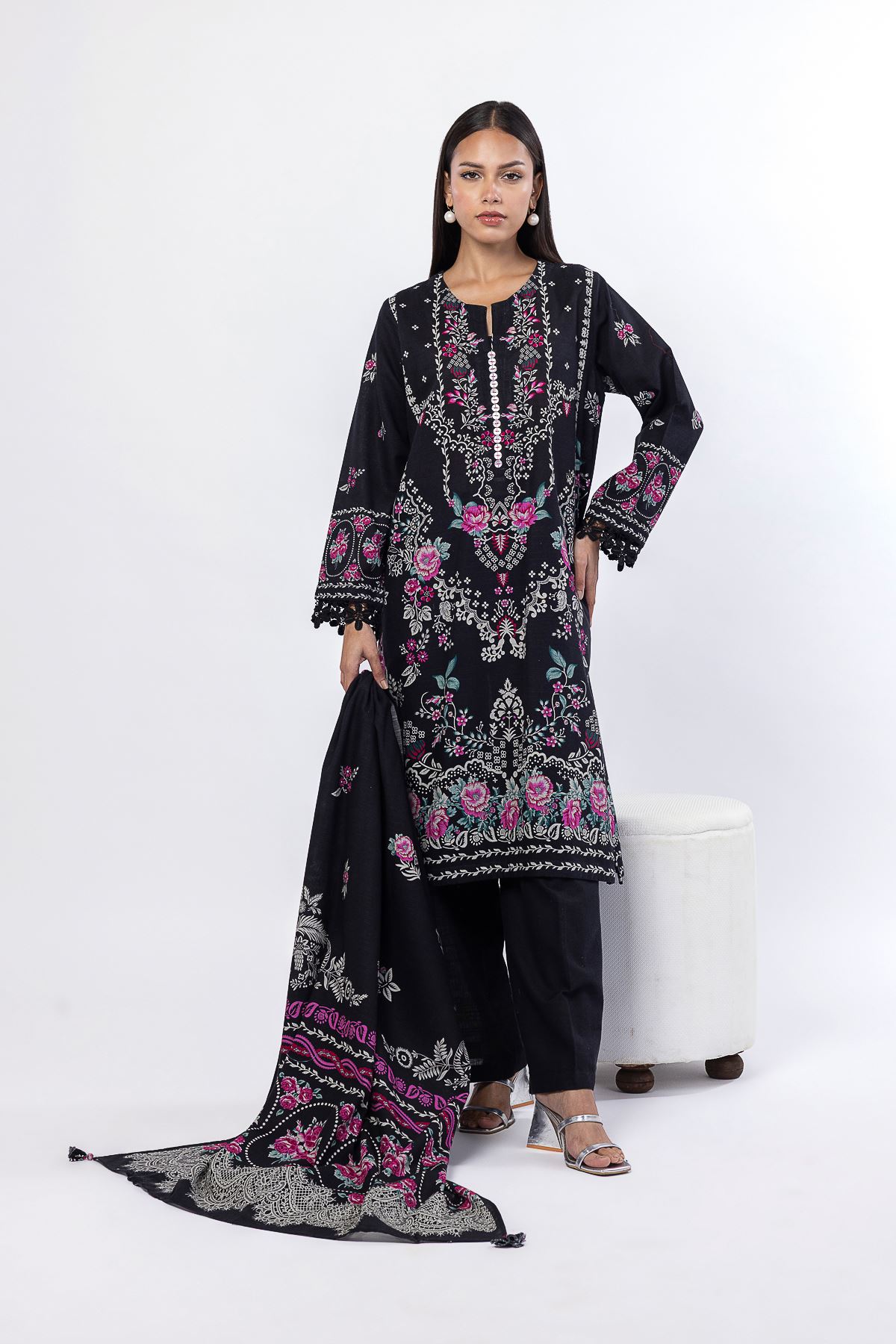 Printed Khaddar Fabrics 3 Piece - CV01A-VG