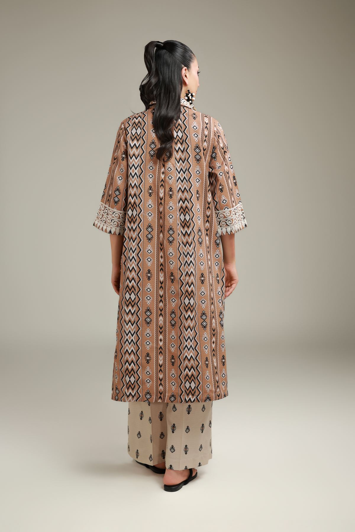Embroidered Cotton Dobby Brown Cotton Kurta - T-A22-26-118FD2-VG