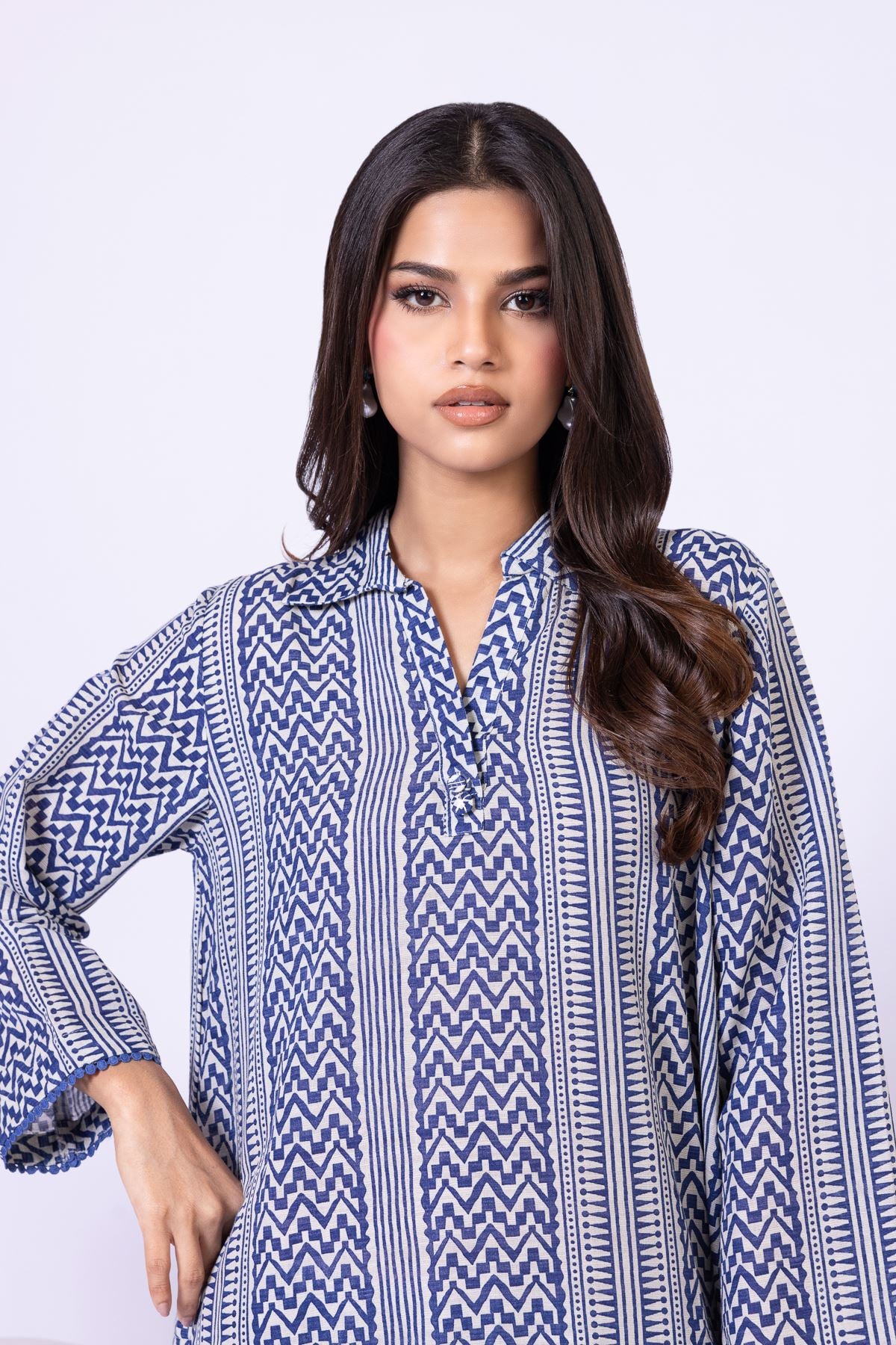 Printed Textured Cotton Kurta - 25-09-11E14-08TA-VG
