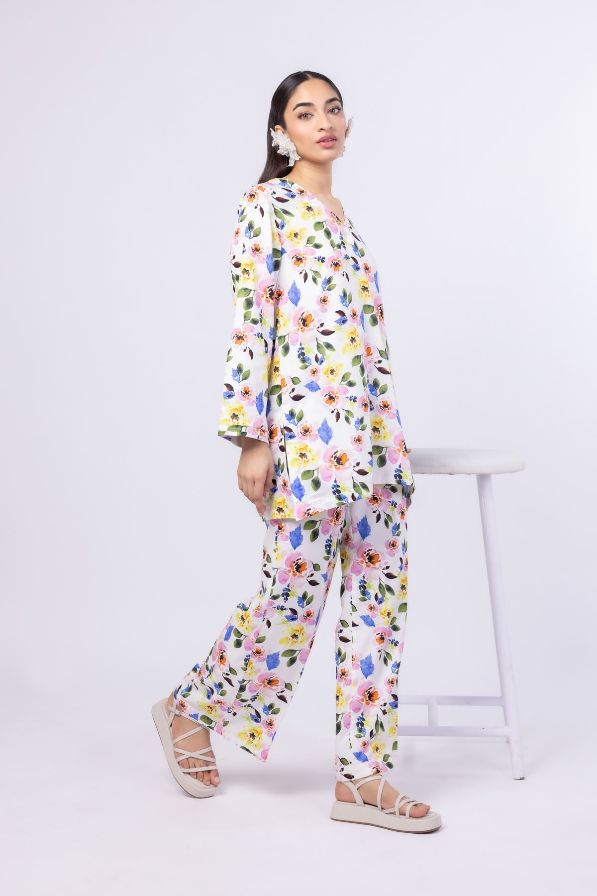 Printed Viscose Plain Weave Kurta - 25-09-10E2-12TA-VG