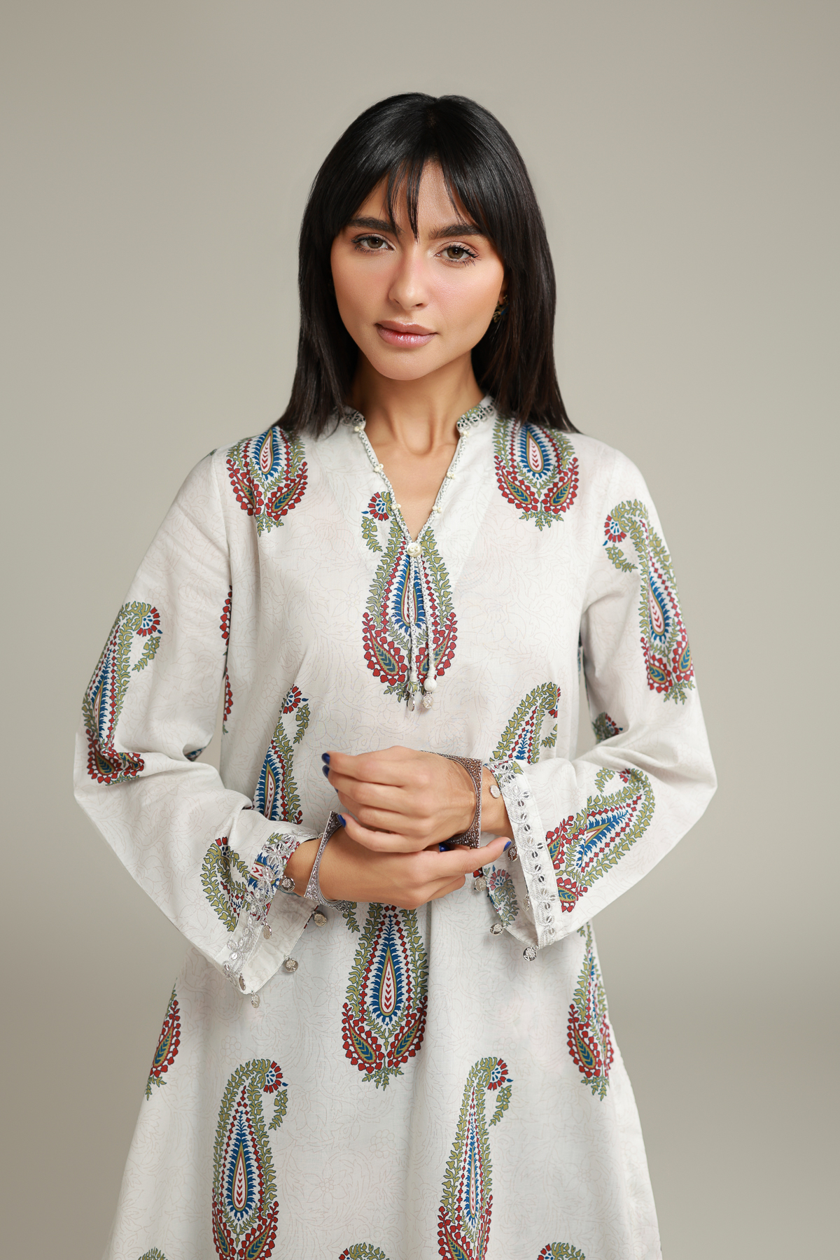 Embroidered Cambric Long Cambric Kurta - 1-26-138-A-D-VG