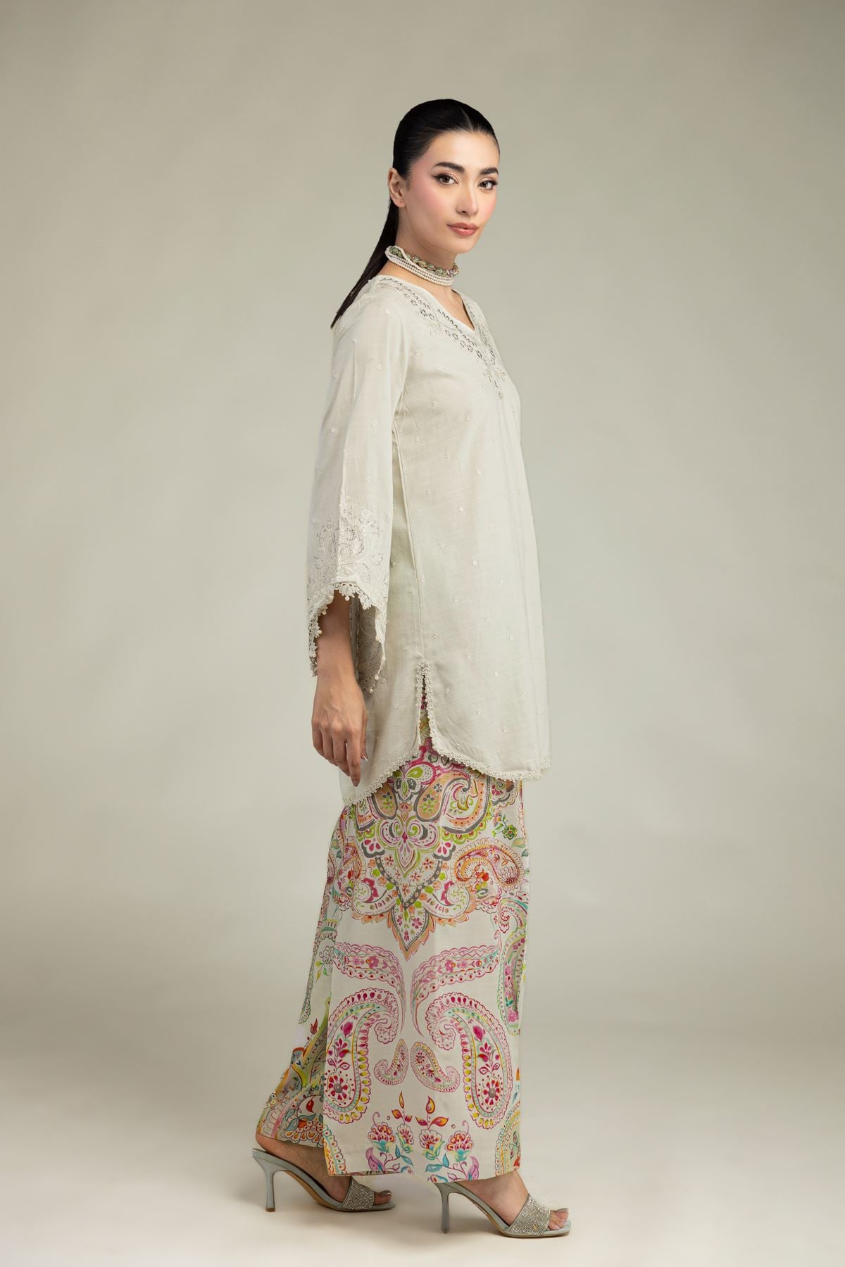 Embroidered Raw Silk Raw Silk Pants - 2-26-212-A-A1-VG