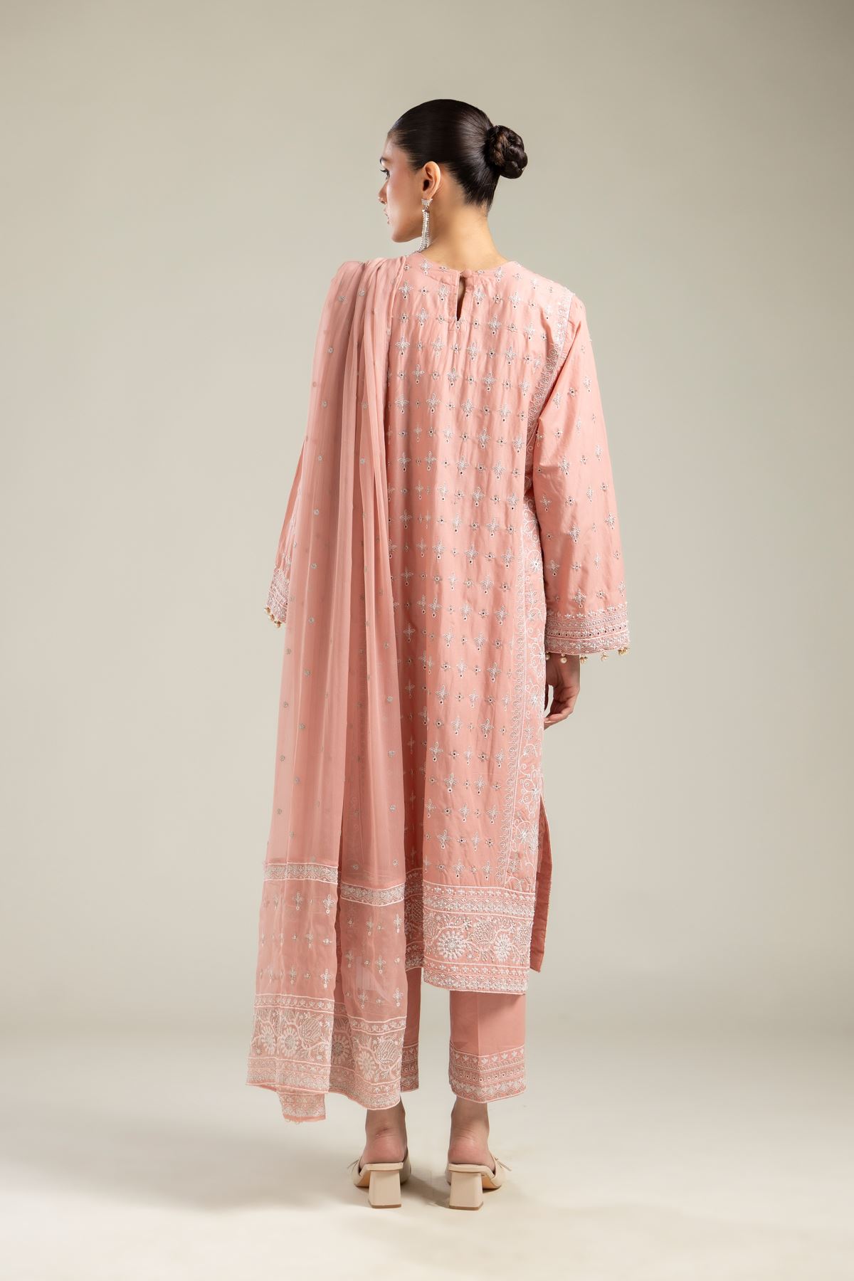 Embroidered Raw Silk 3 Piece Co-ord Set - 2-26-215-A-J-VG