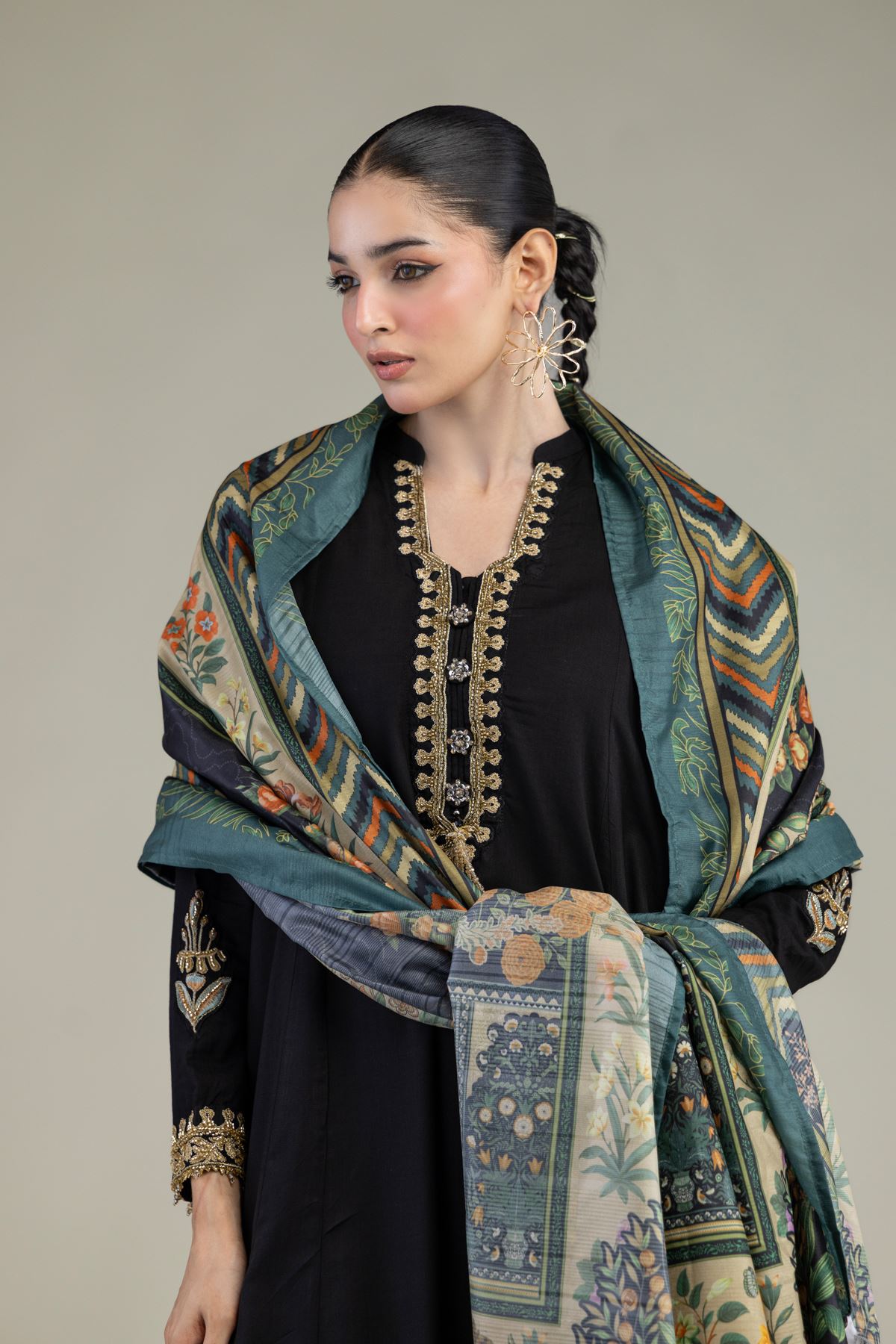 Printed Polyester Silk Floral Silk Dupatta - 2-26-203-A-A1-VG