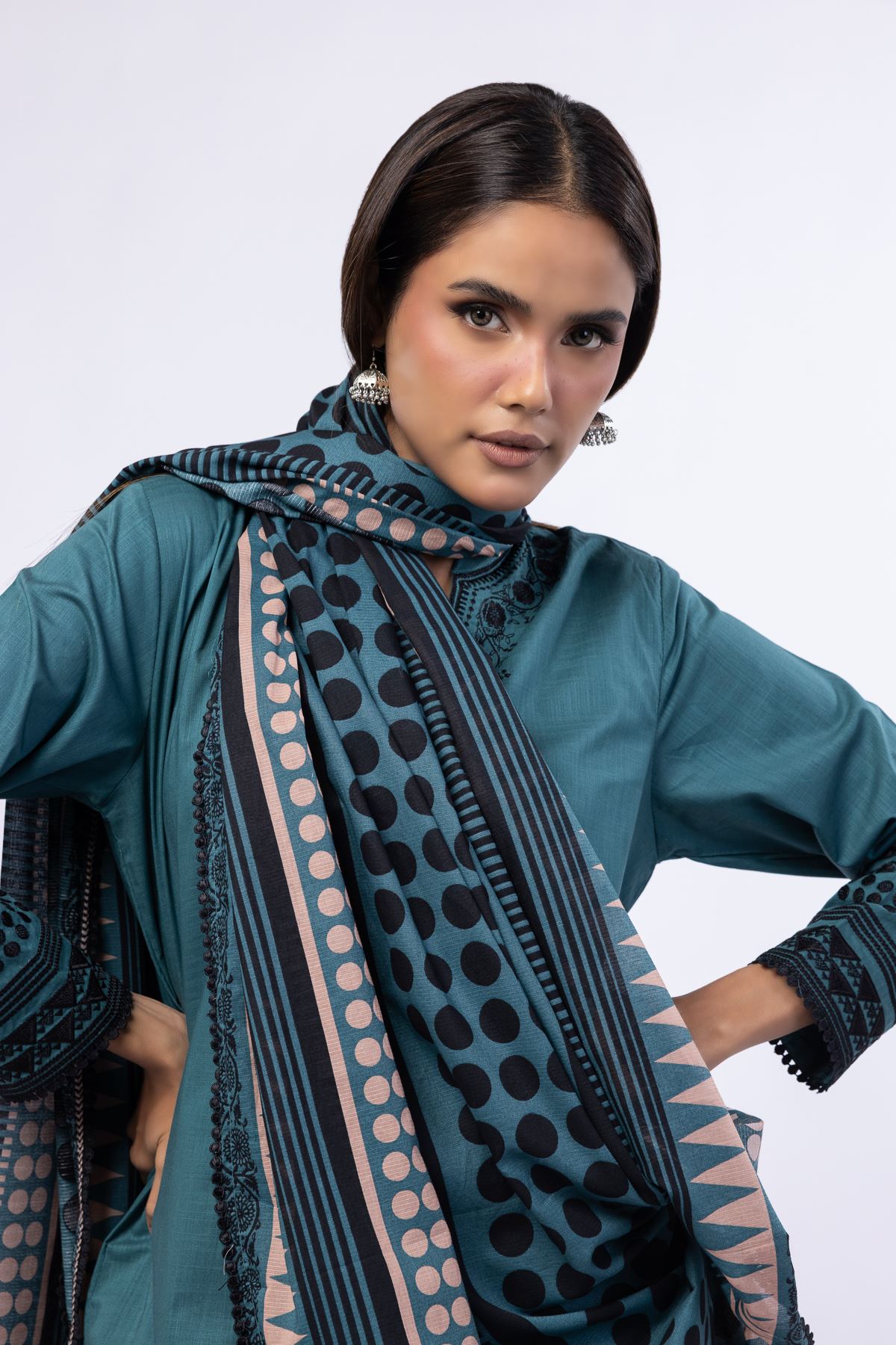 Printed Slub Lawn Dupatta - 25-07-7E5-07BB-VG