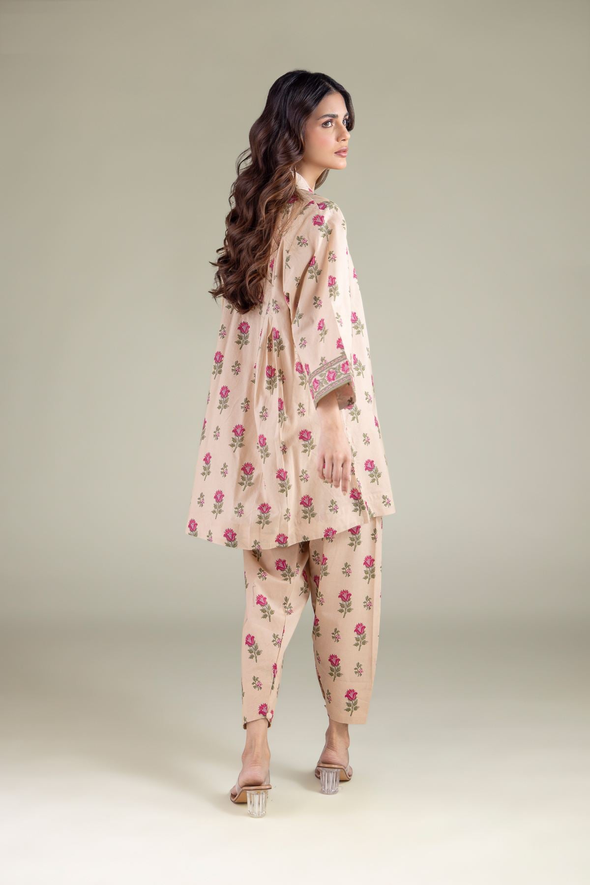 Printed Cambric Floral Tassel Kurta - 1-26-133-A-D-VG