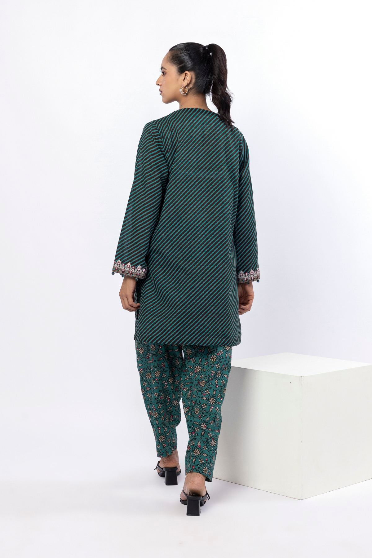 Embroidered Khaddar Fabrics 2 Piece | Top and Bottom - 1001902137
