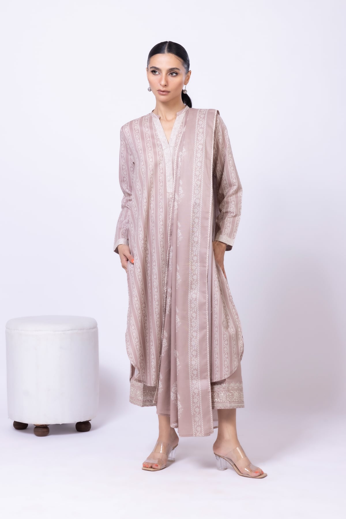 Printed Cambric Kurta - 25-04E43-04TB-VG