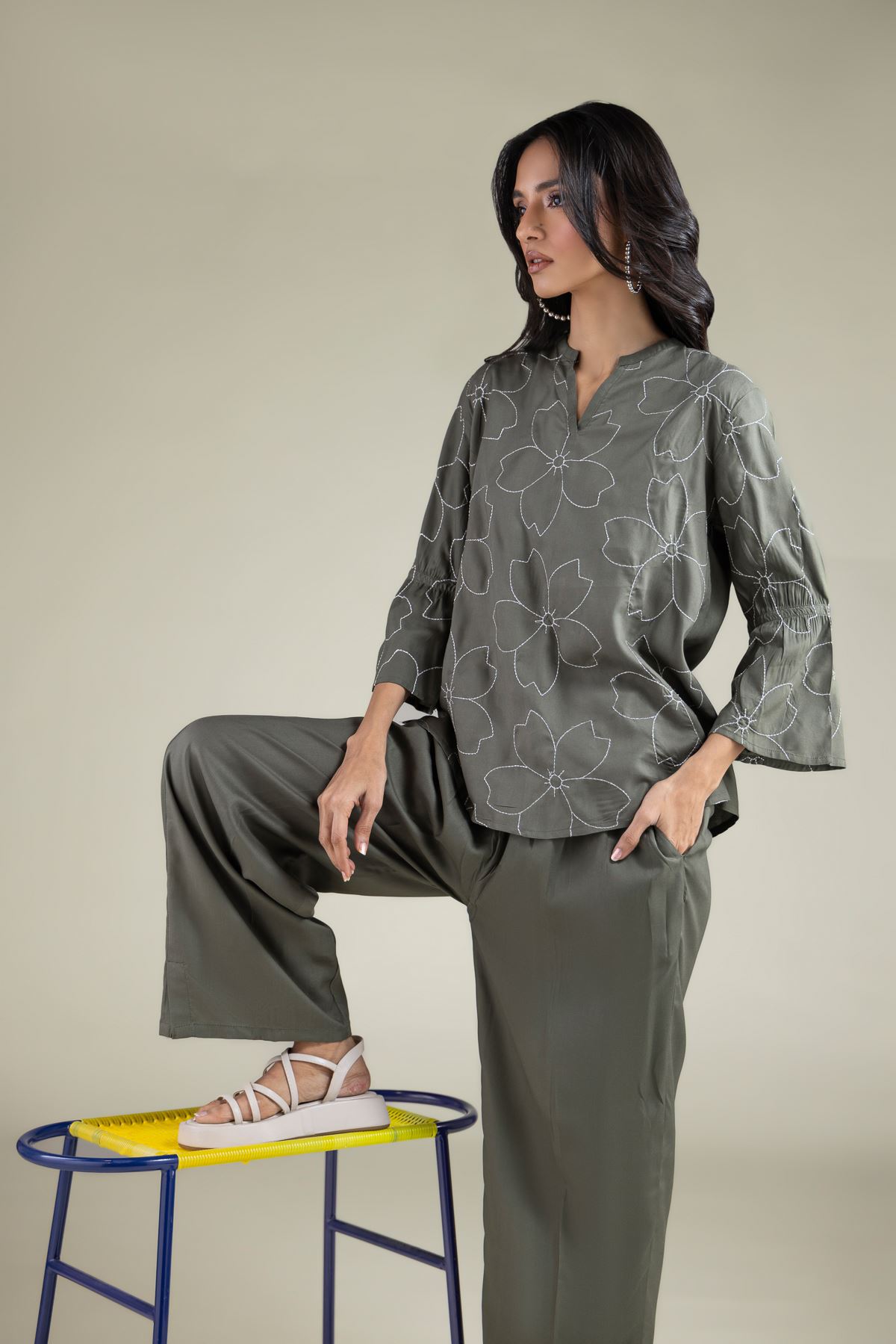 Embroidered Viscose Tunic - 1001914268