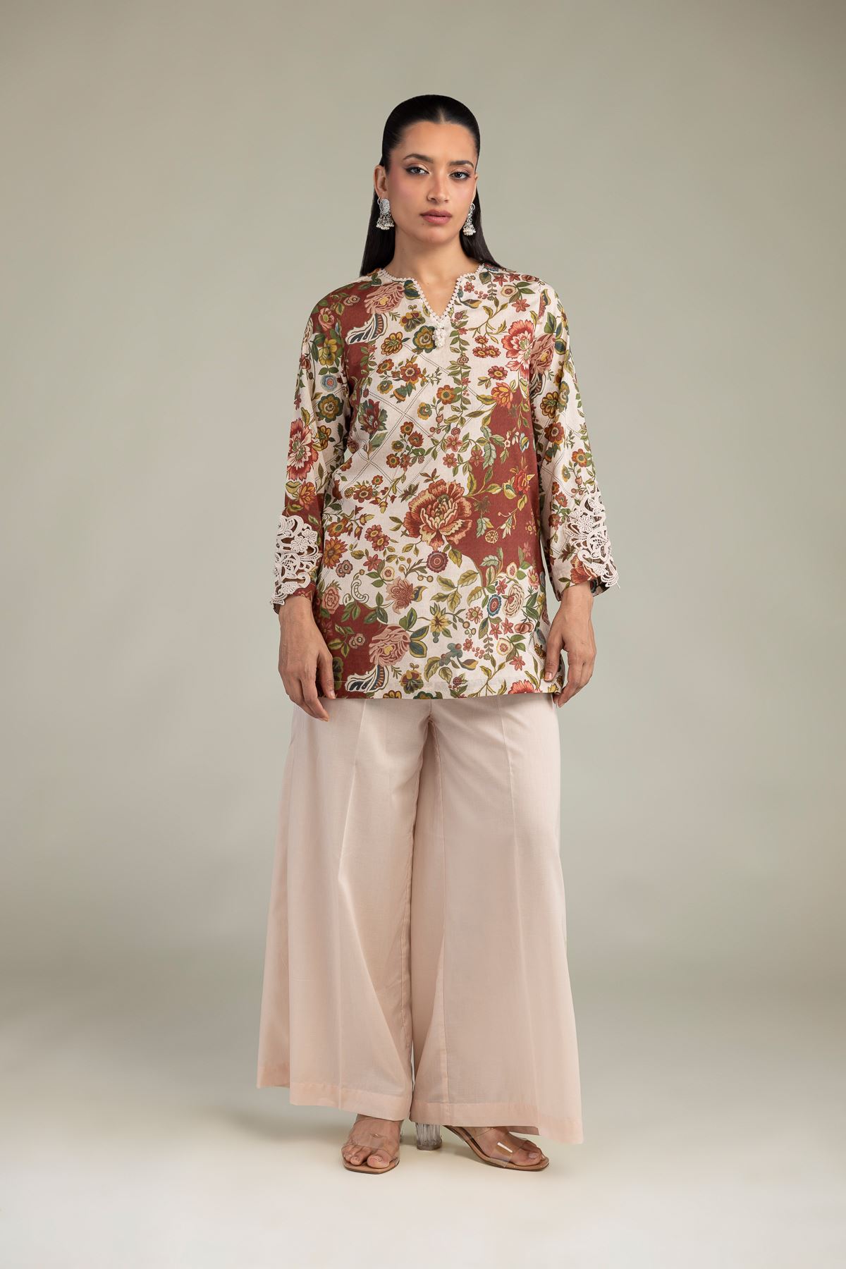 Embroidered Cambric Floral Cambric Kurta - 25-11-12S3-08TA-VG