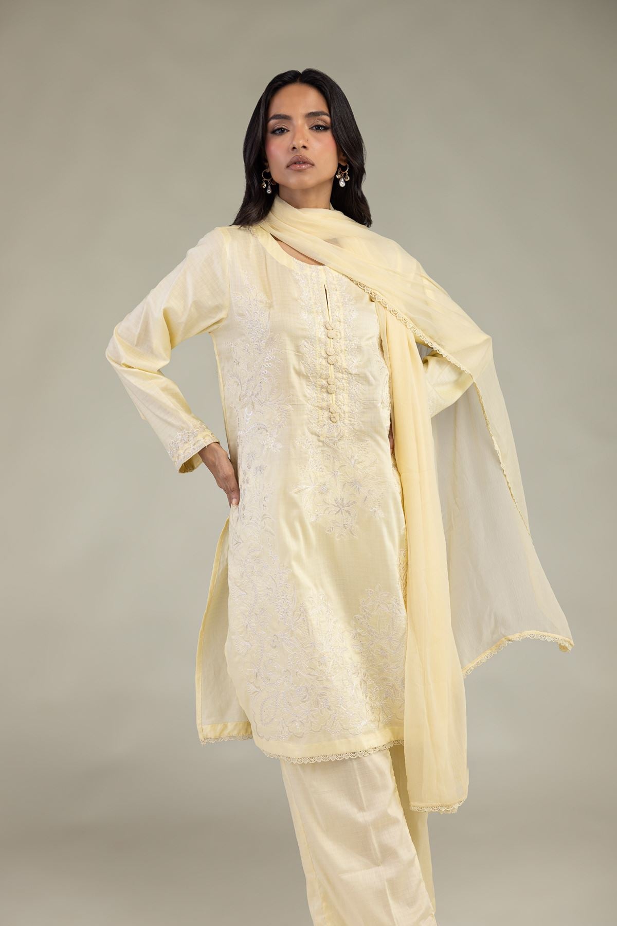 Embroidered Dobby Tailored 3-Piece Set - 1-26-102-A-F-VG