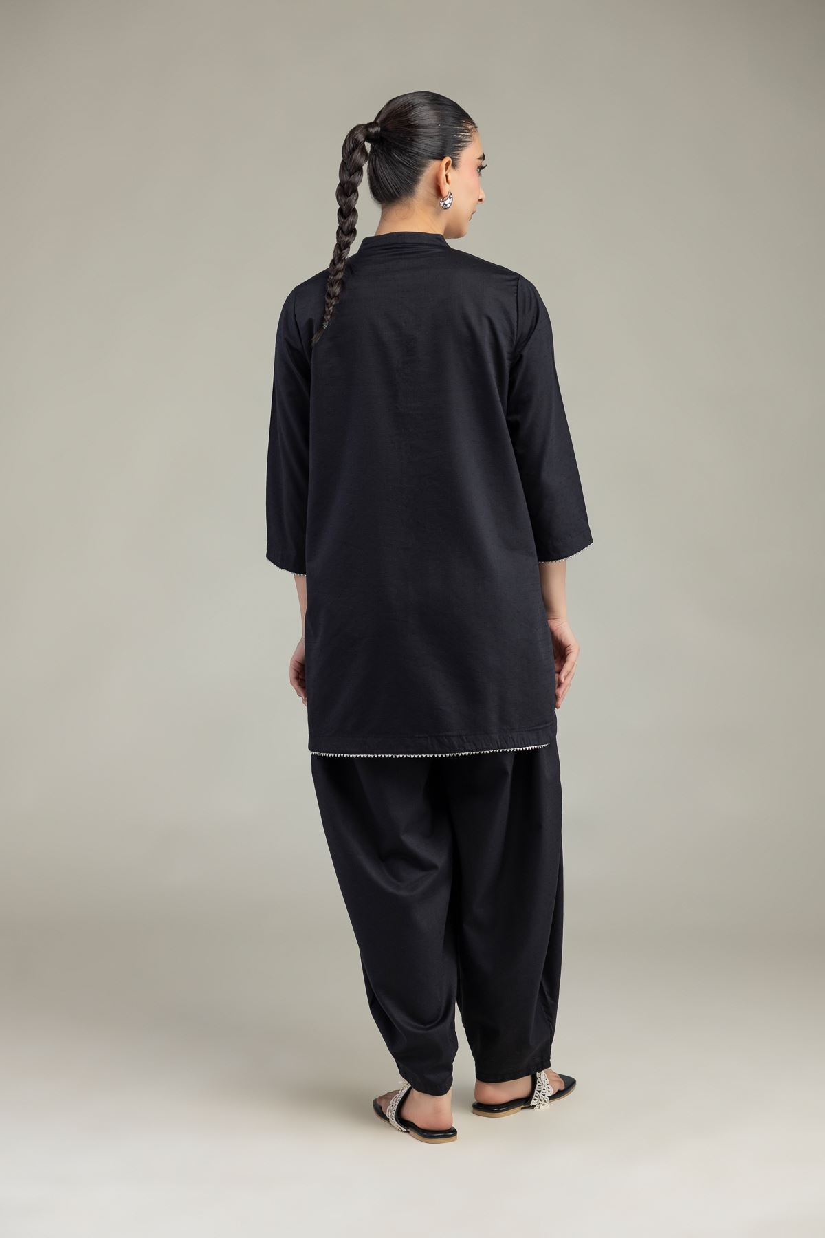 Embroidered Textured Cotton Viscose Black Cotton Kurta - 1-26-245-A-D2-VG