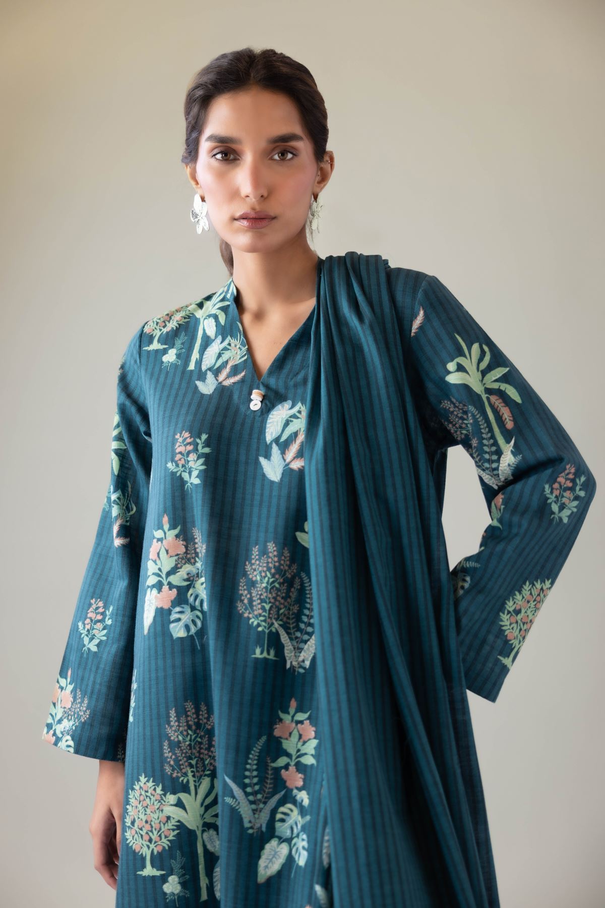 Printed Textured Cotton Dupatta - 25-09-12E2-08TA-VG