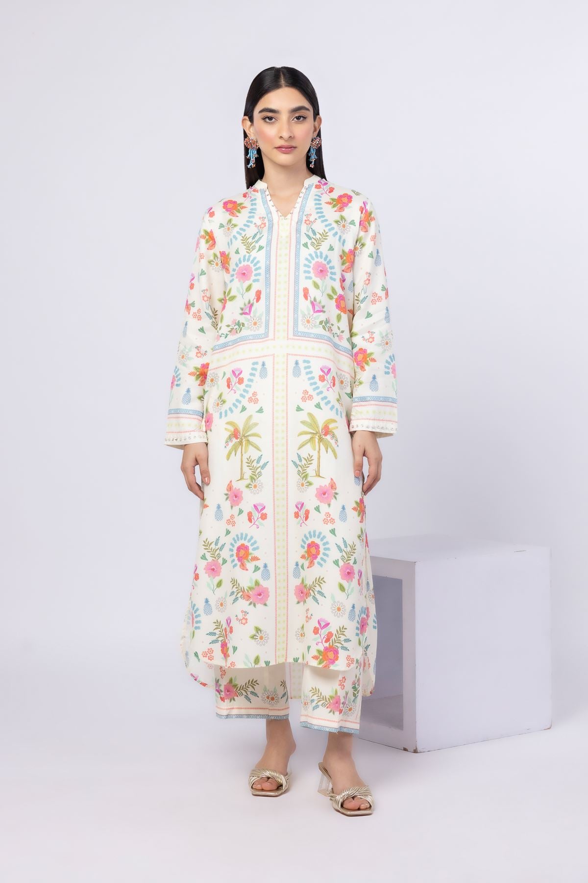 Printed Thai Silk Pants - SB25043A-VG