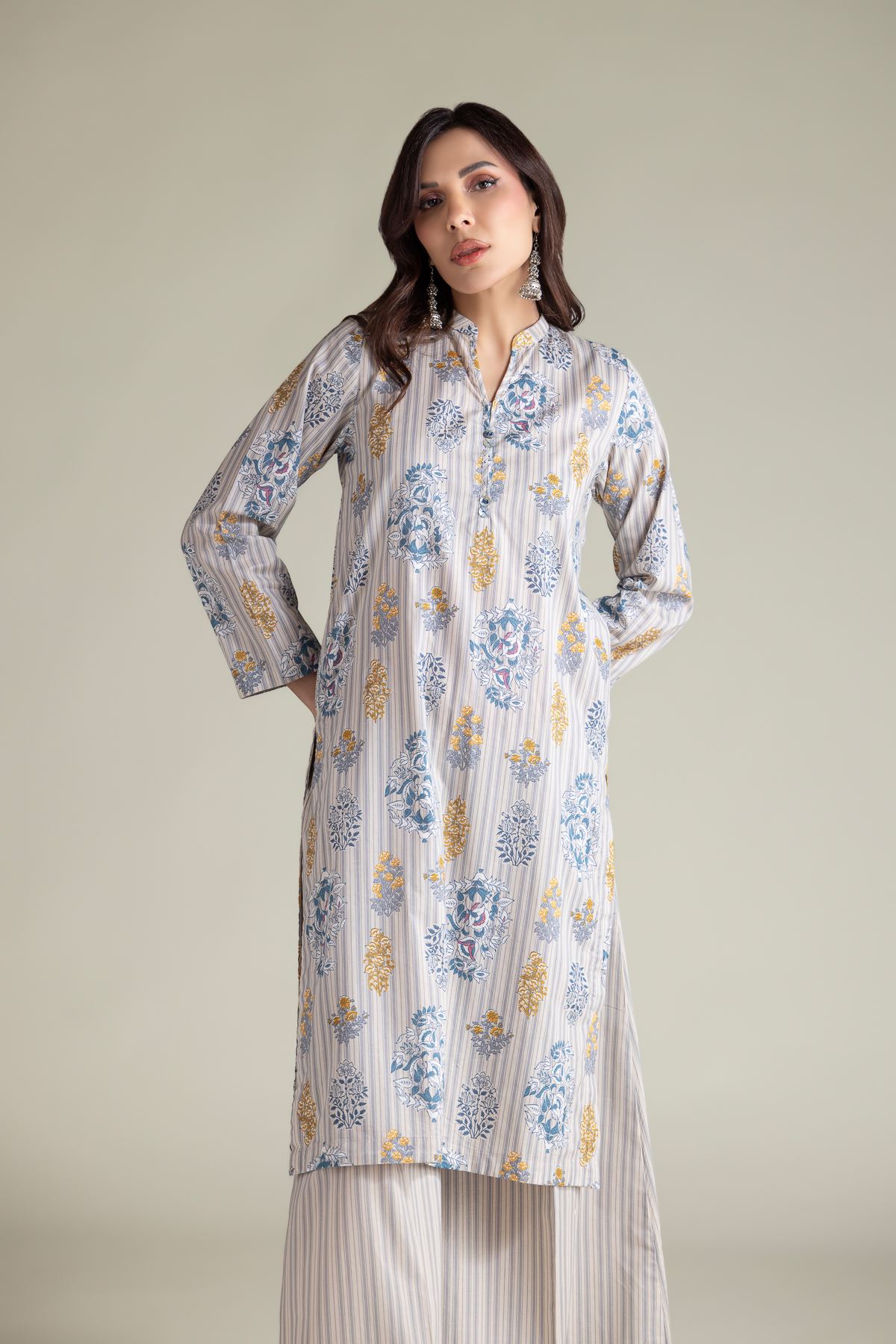 Embroidered Cambric Floral Cambric Kurta - 1-26-204-A-A1-VG