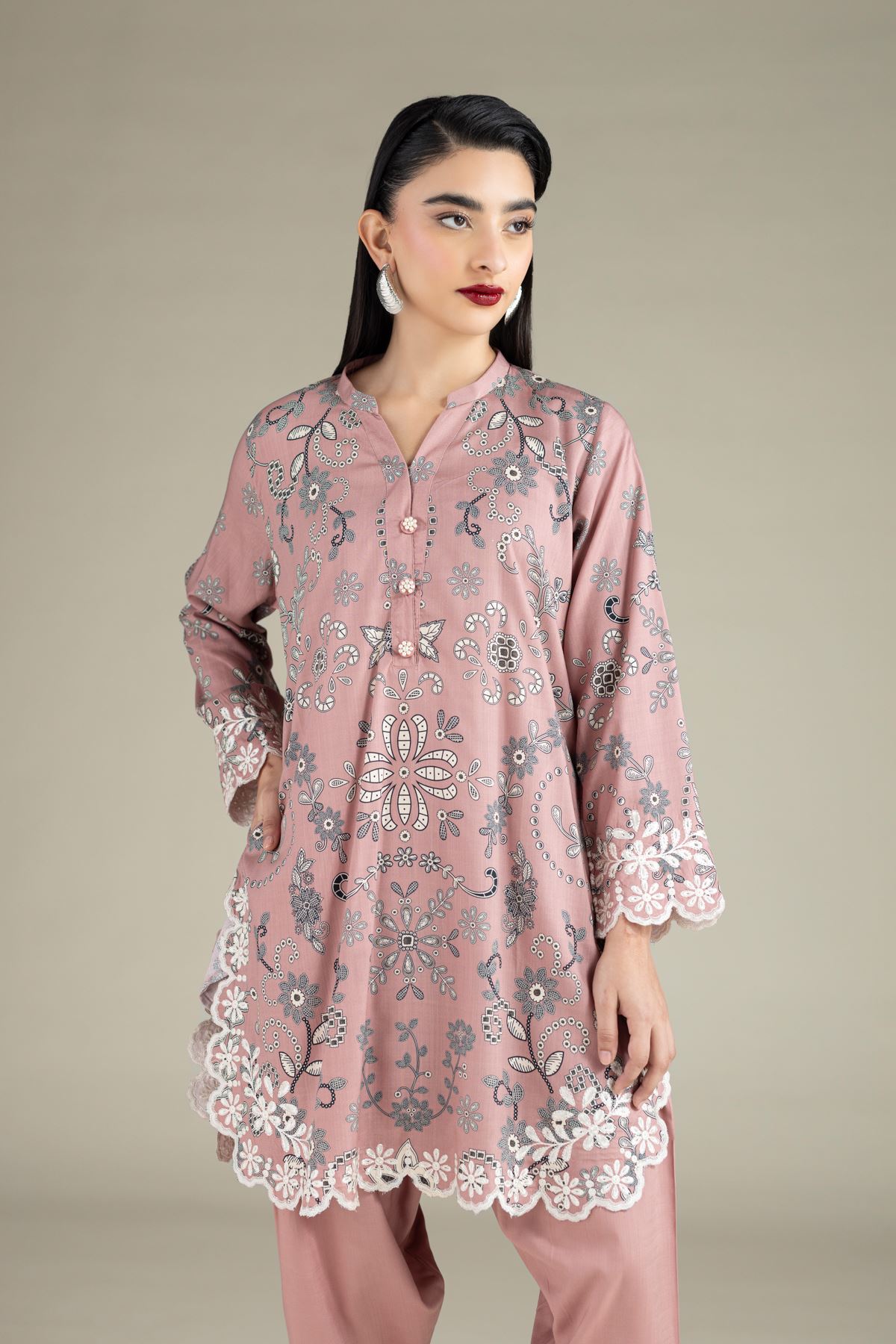 Embroidered Raw Silk Kurta - 25-10-12E3-07TA-VG
