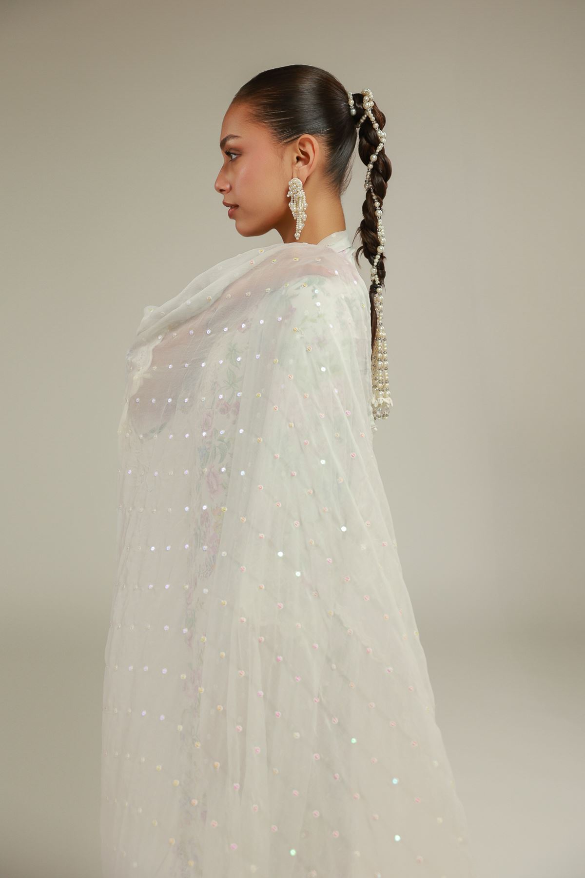 Embroidered Chiffon Lace-Up Summer Dupatta - 2-26-103-A-C-VG