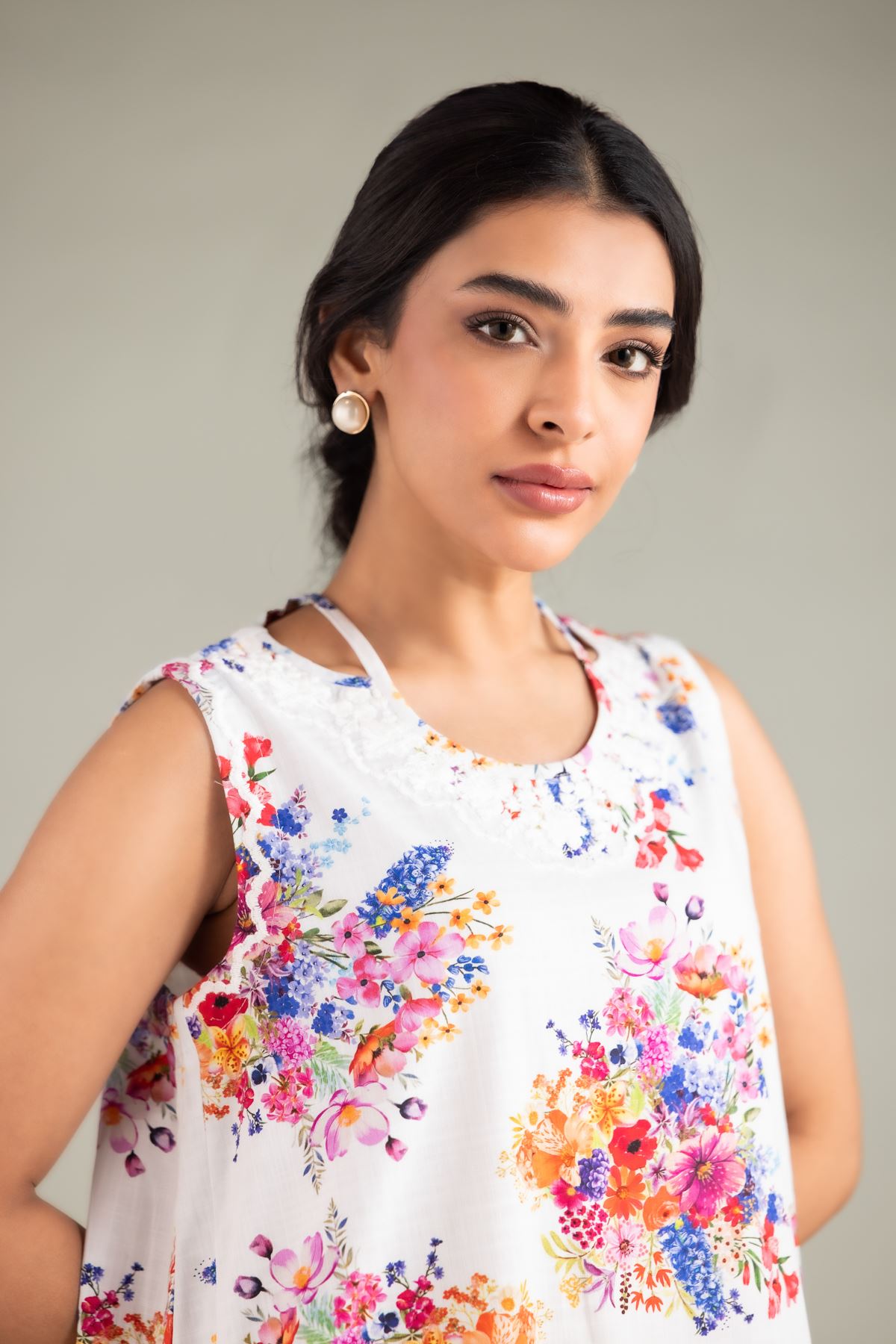 Embroidered Textured Cotton Kurta - 2-26-106-B-C-VG