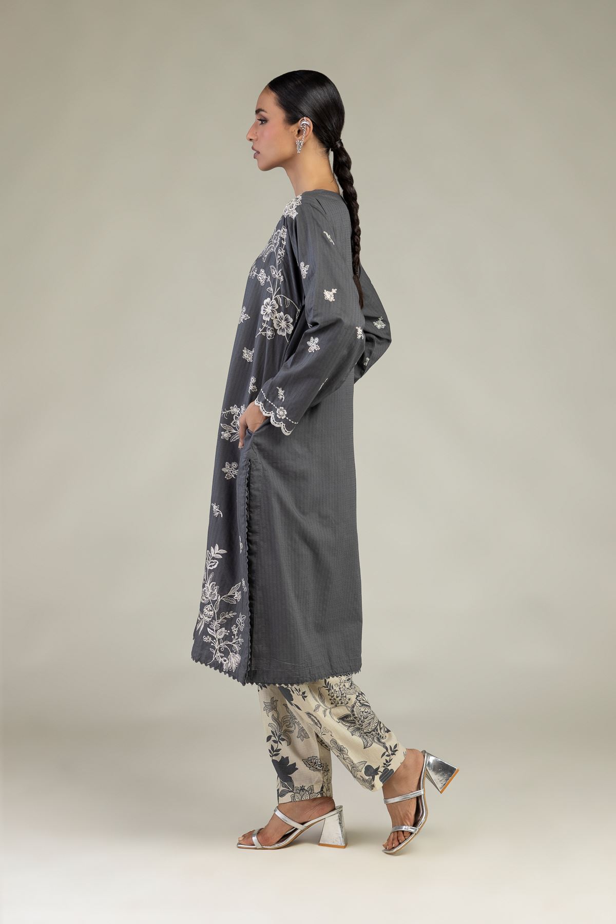 Embroidered Cotton Dobby Floral Cotton Shalwar - 1-26-241-A-C1-VG
