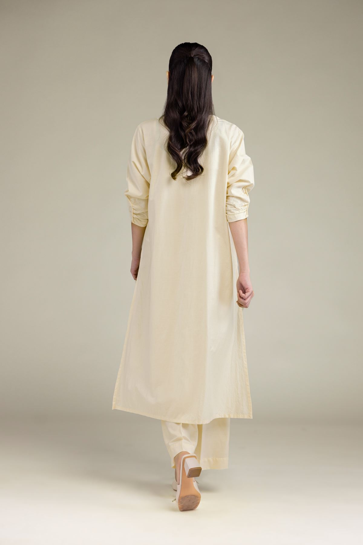 Dyed Textured Cotton Viscose Long Cotton Kurta - 1-26-210-A-C1-VG