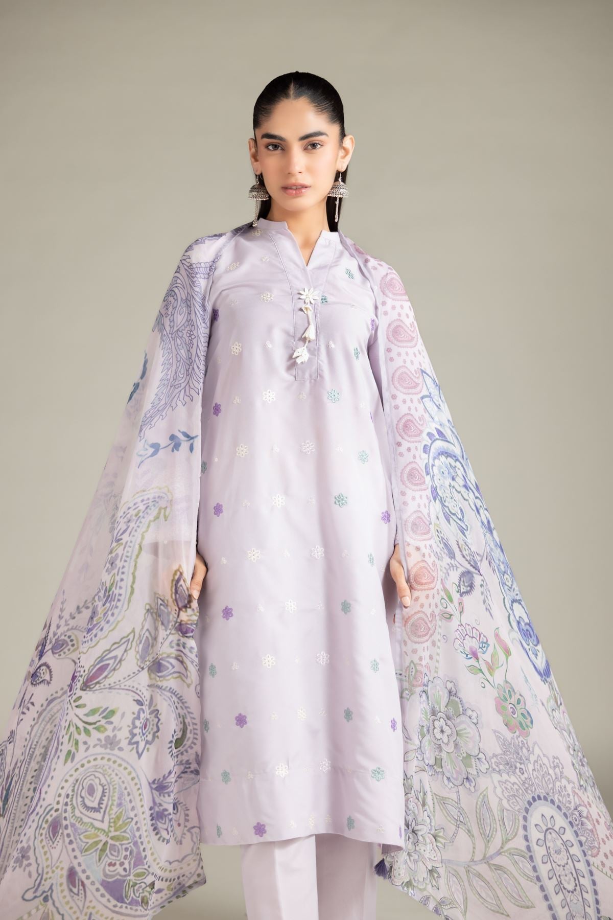 Embroidered Blended Cambric Kurta - 1-26-108-A-F-VG