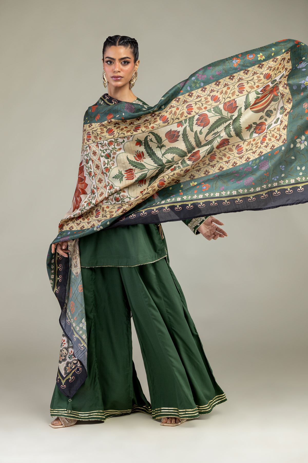 Printed Polyester Silk Silk Floral Dupatta - 2-26-203-A-C1-VG
