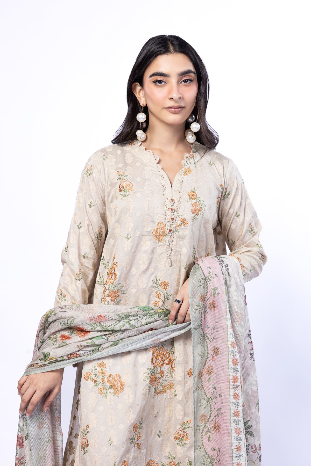 Embroidered Broshia Tailored 3 Piece - T-A22-26-107FG-VG
