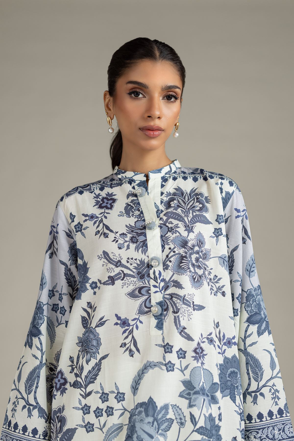 Printed Raw Silk Kurta - OTD4-EX22-10TA-VG