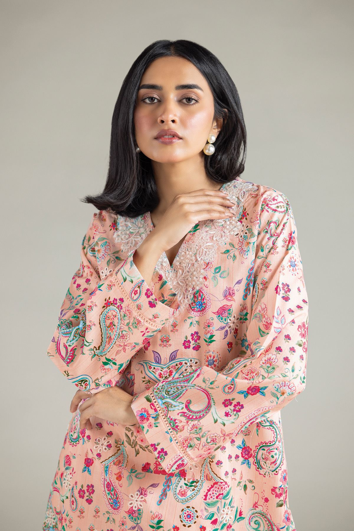 Embroidered Textured Lawn Fabrics 2 Piece | Top and Bottom - A33-26-103FI2-VG
