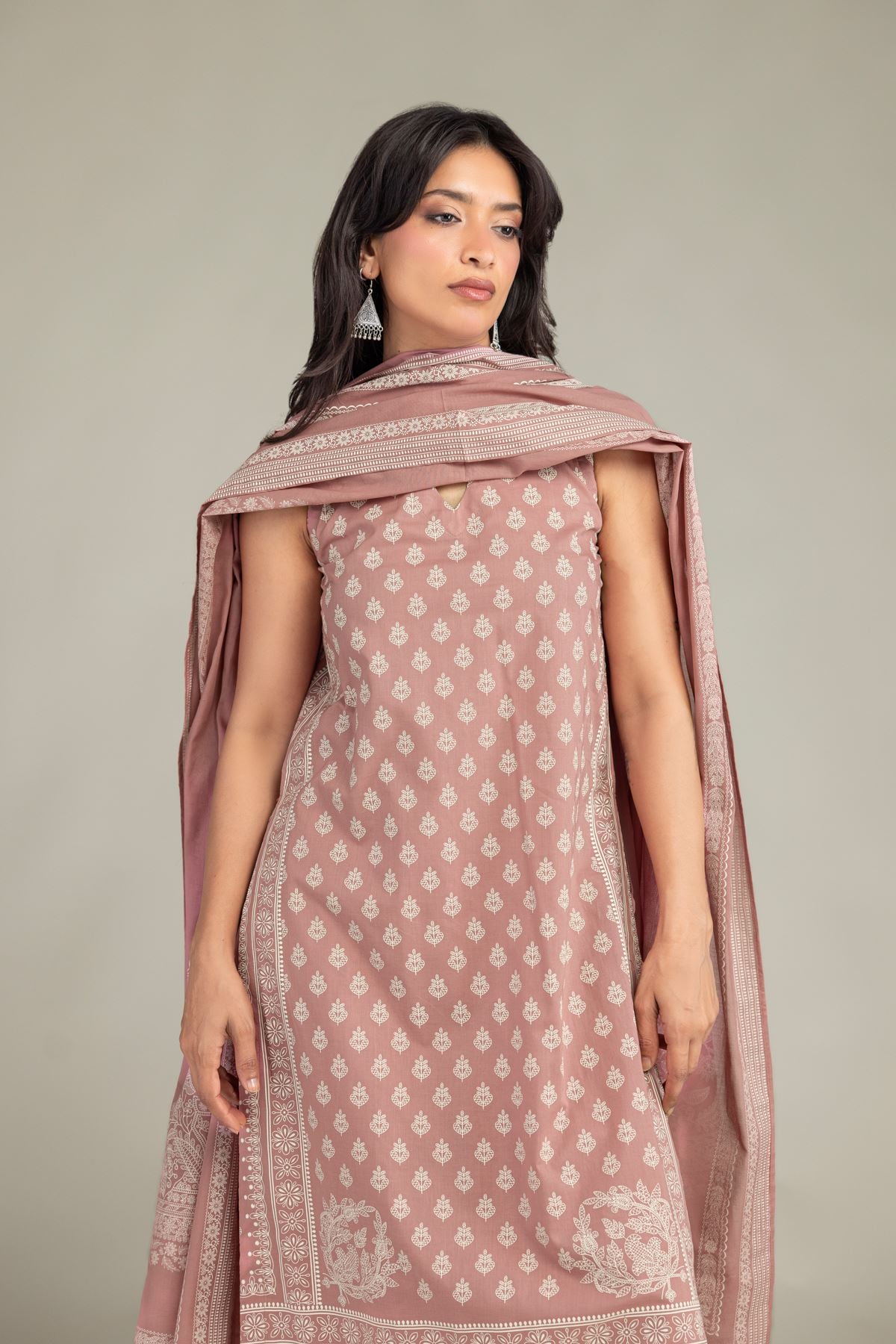 Printed Cambric Sleeveless Cambric Kurta - 2-26-308-A-G1-VG