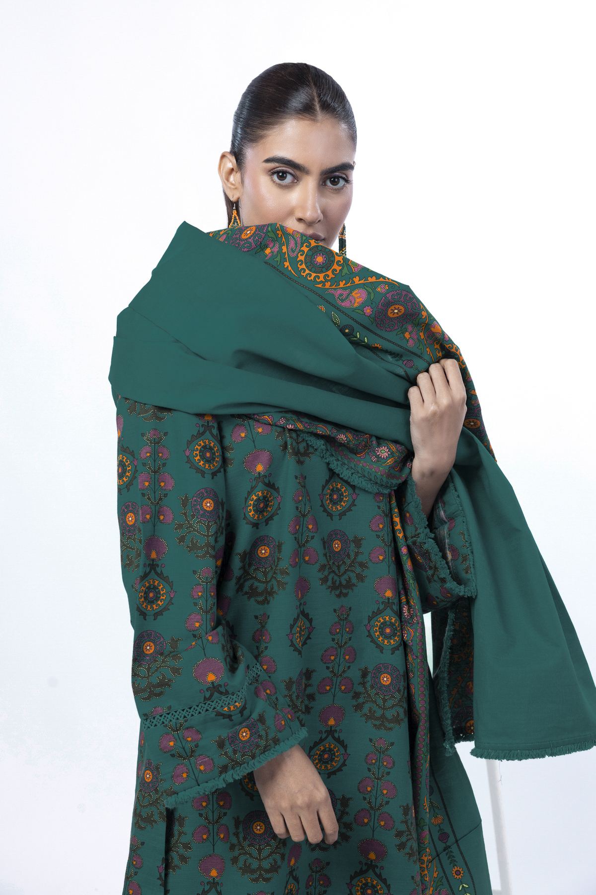 Printed Light Khaddar Fabrics 3 Piece - KW57A-VG