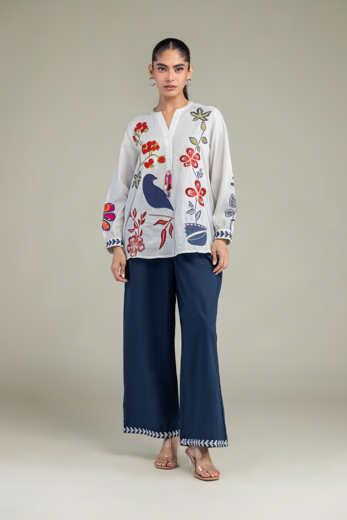 Dyed Cambric Navy Cambric Trousers - 1-26-102-A-F-VG