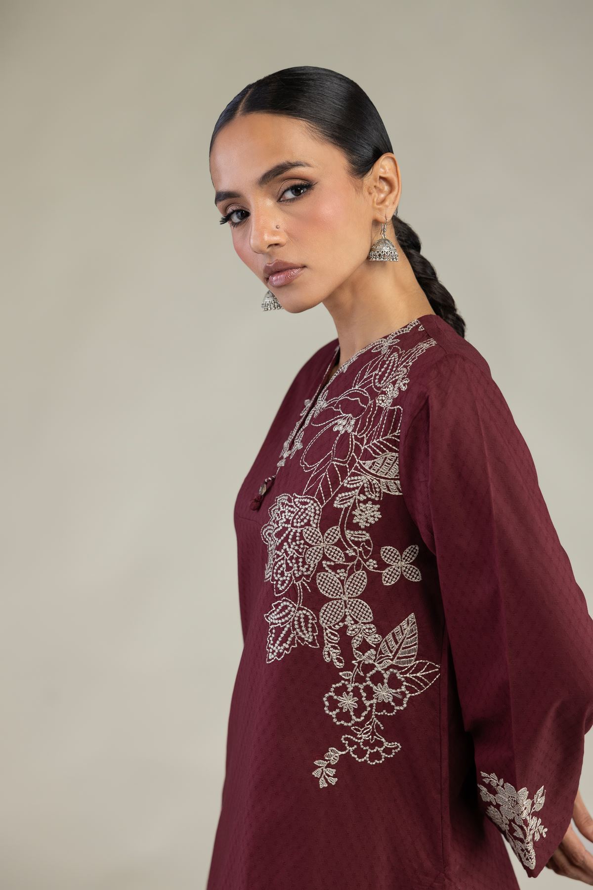 Embroidered Cotton Dobby Floral Cotton Kurta - 1-26-325-A-I1-VG