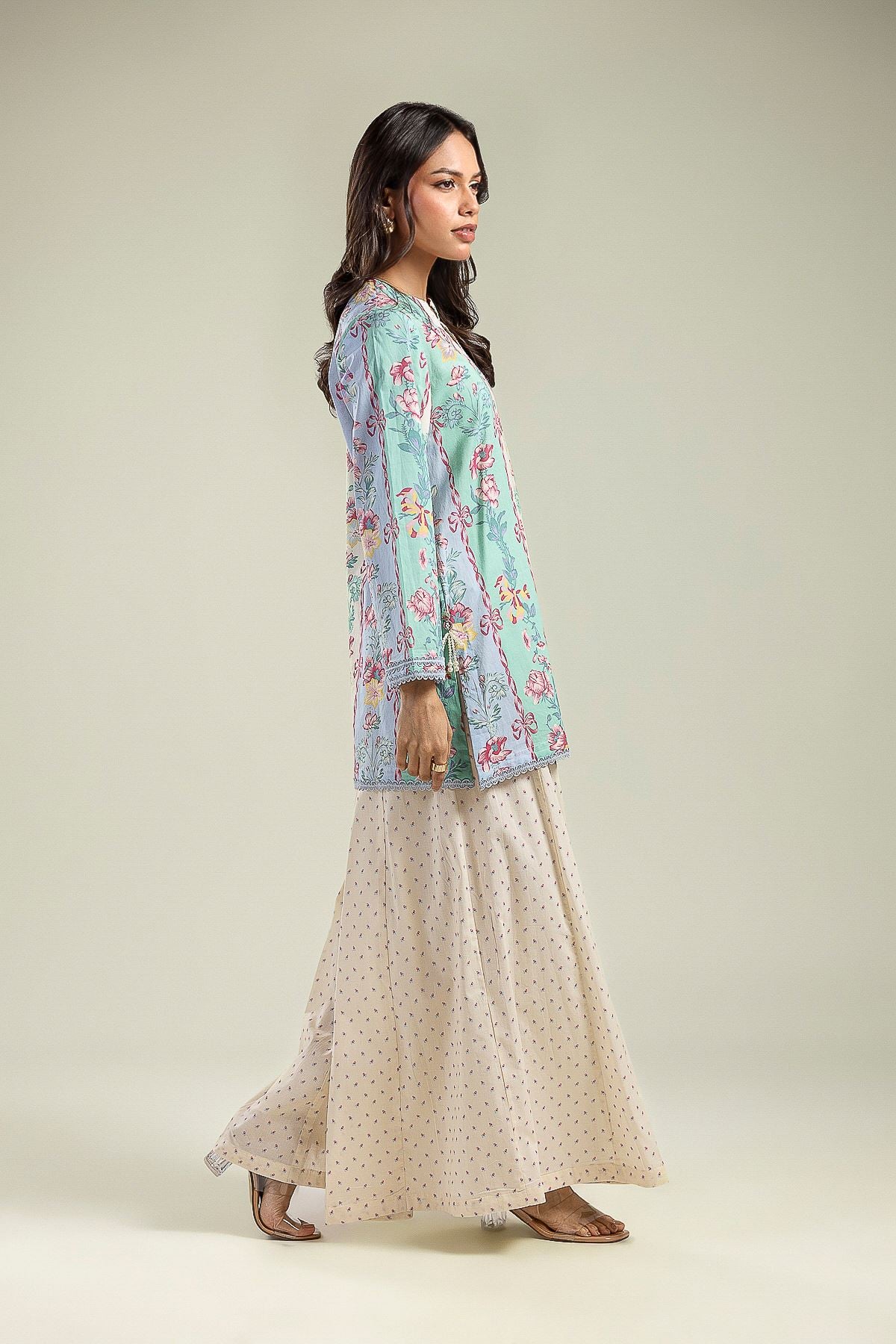 Printed Cambric Wide Cambric Pants - 1-26-142-A-H-VG
