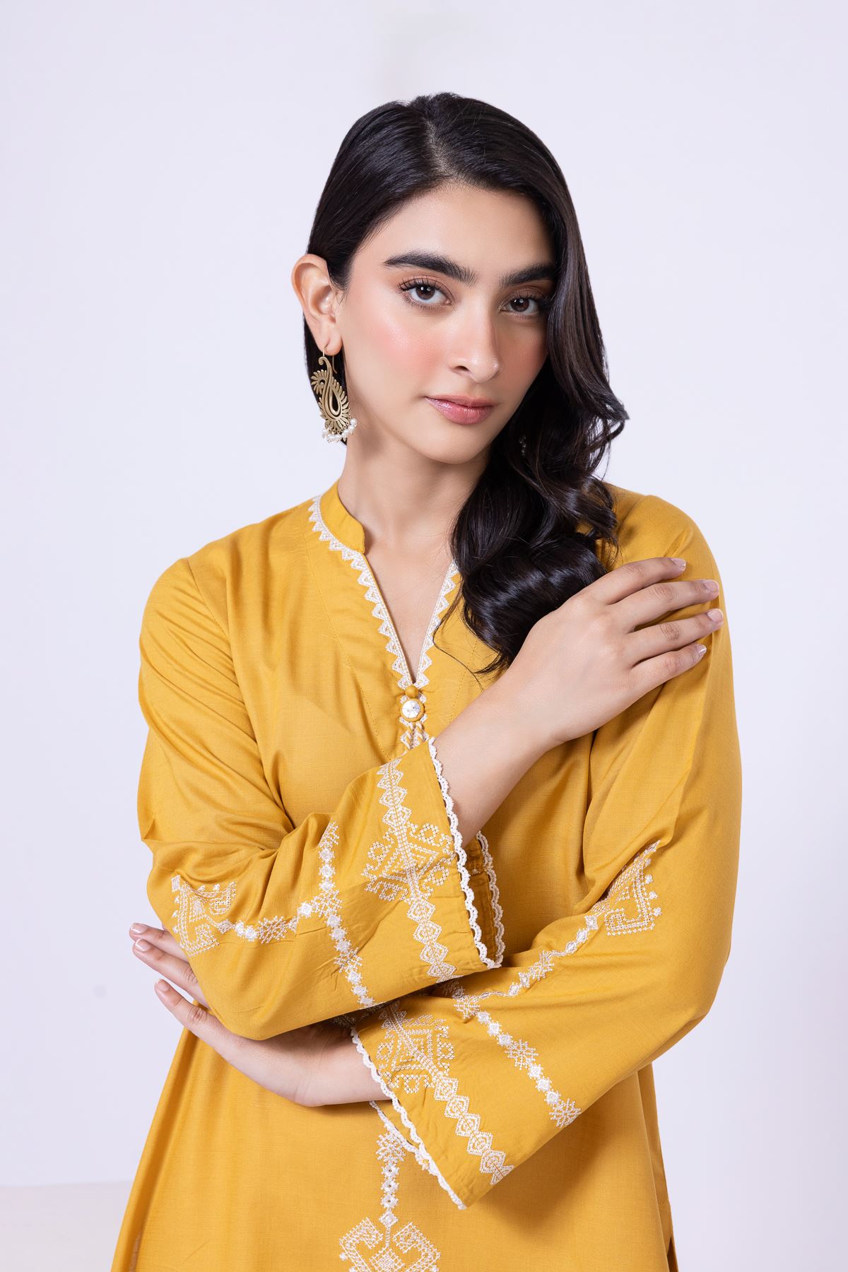 Embroidered Dull Raw Silk Kurta - 25-09-10E1-09TB-VG