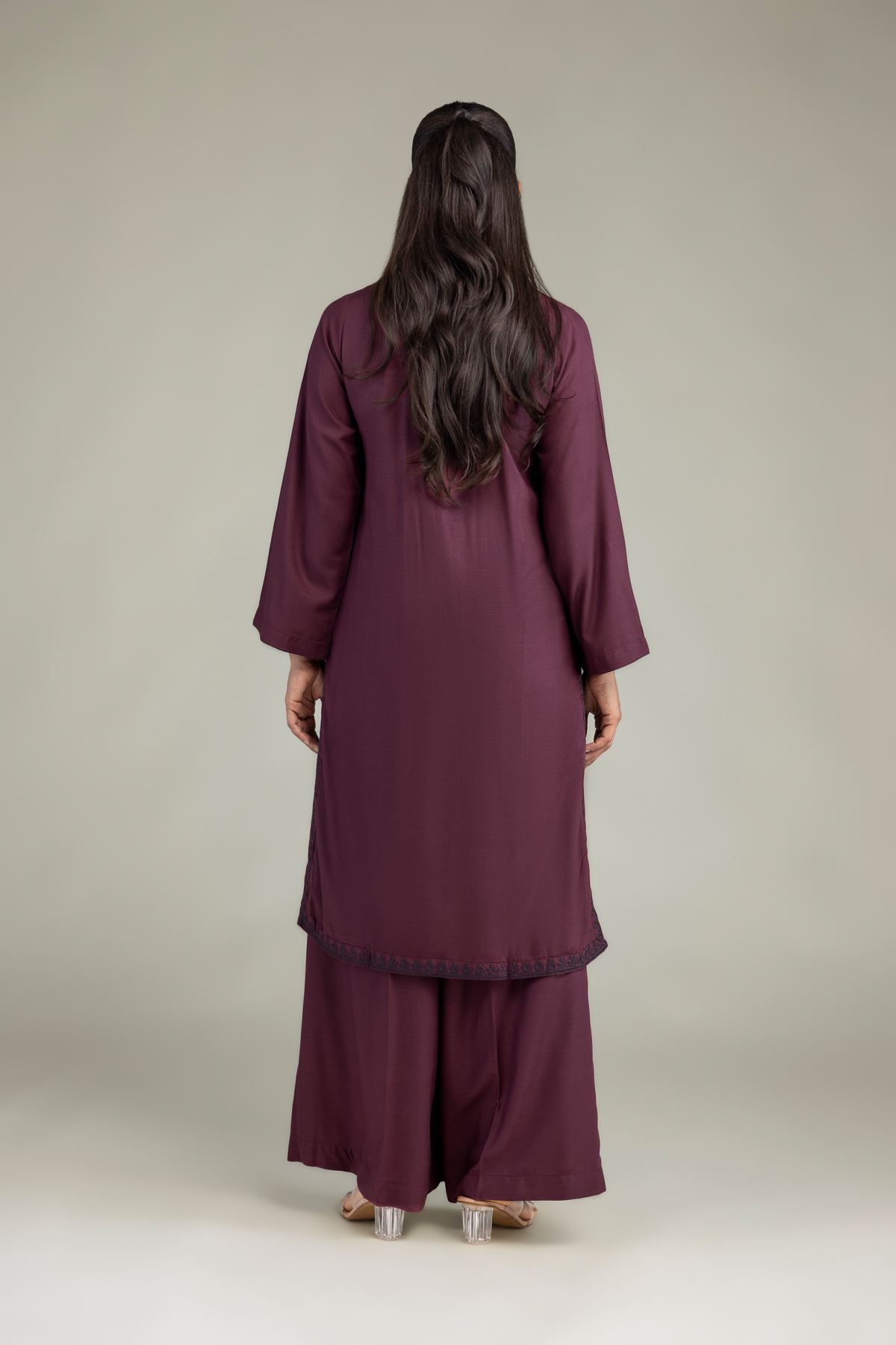 Dyed Raw Silk Purple Silk Kurta - 1-26-322-B-A1-VG