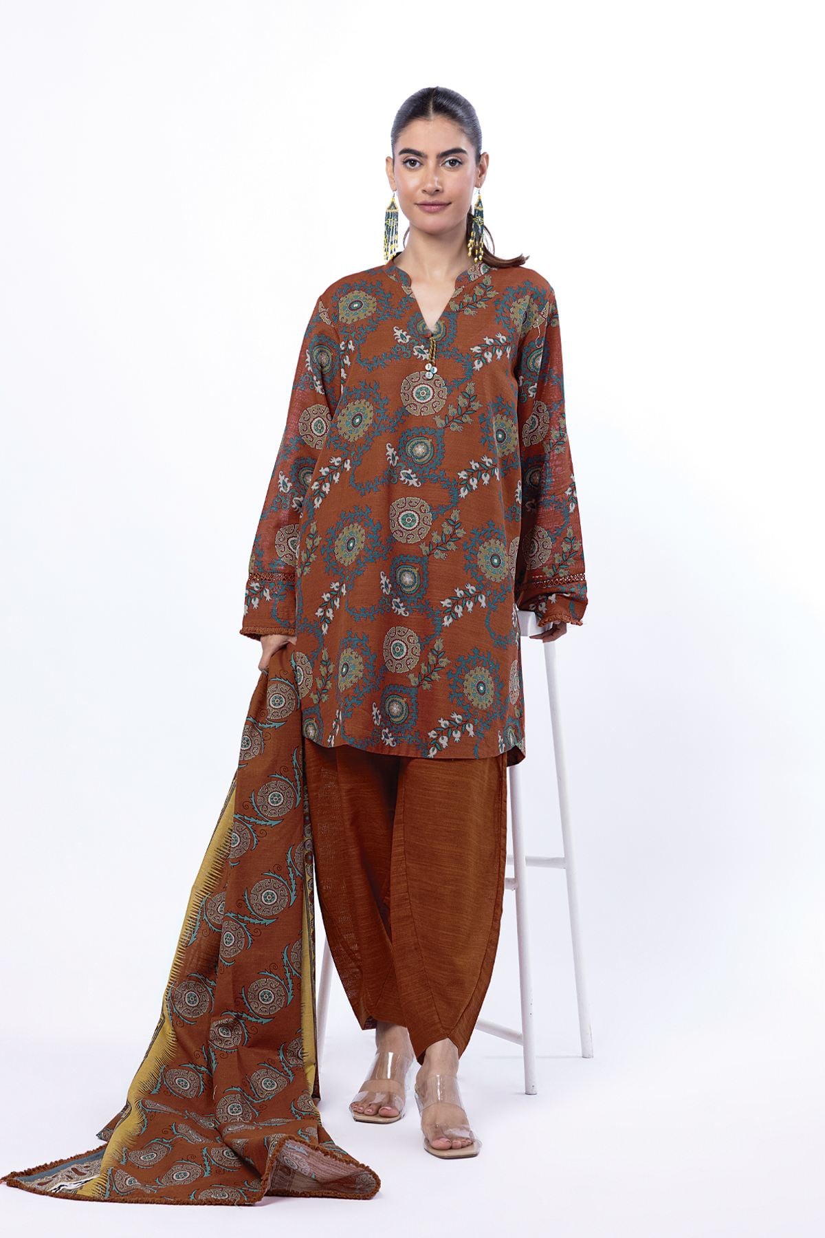 Printed Light Khaddar Fabrics 3 Piece - KRN16A-VG