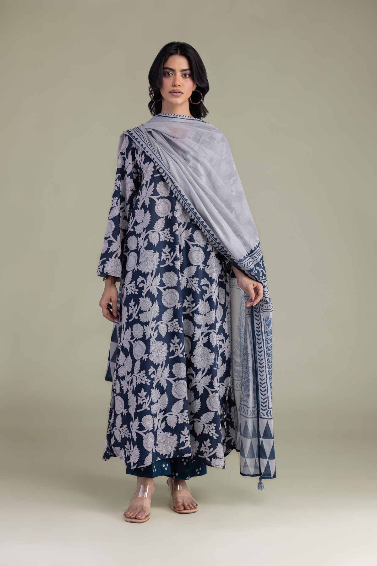 Printed Lawn Printed Cambric Dupatta - 1-26-102-A-F-VG