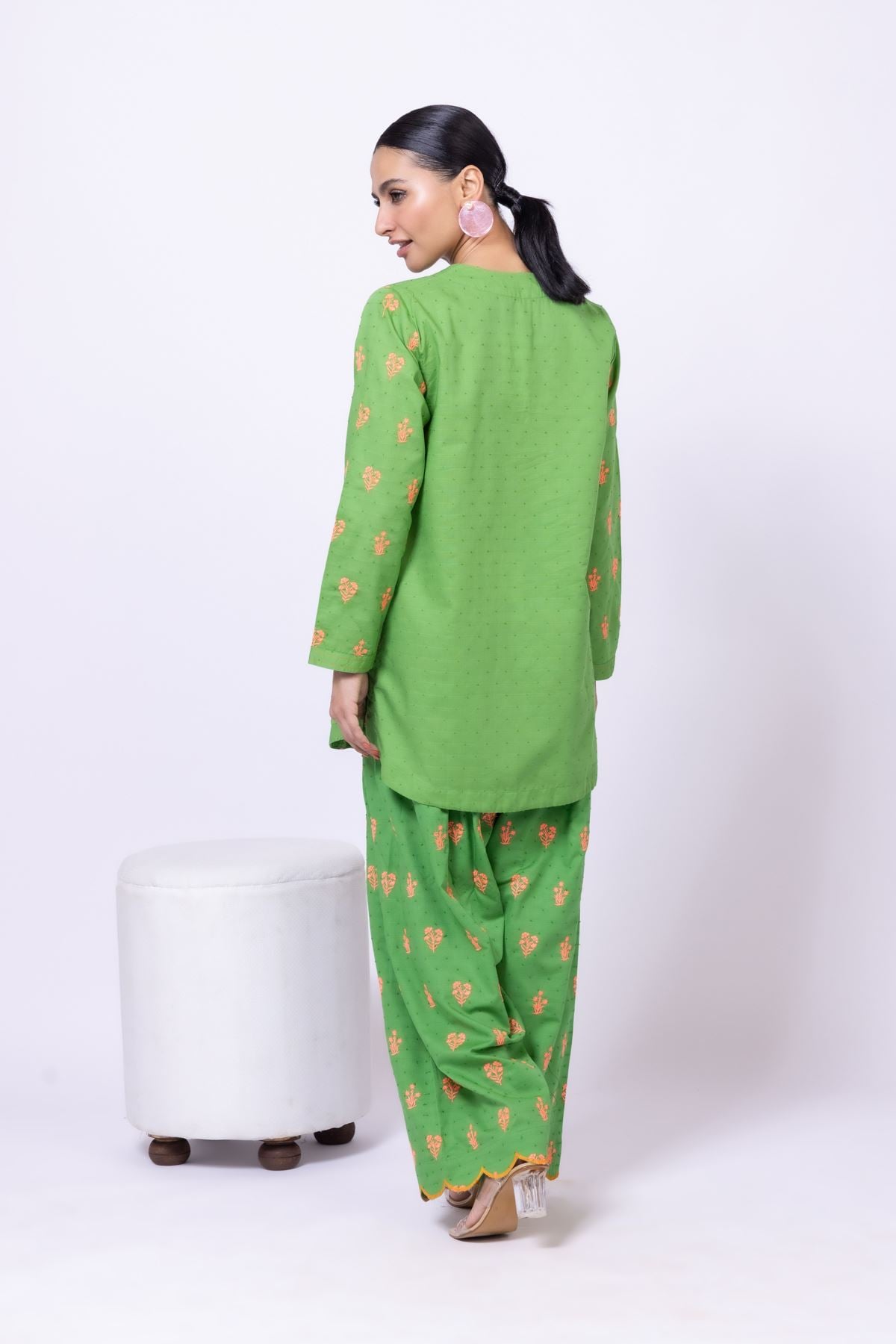 Embroidered Cross Slub Broshia Kurta - 1001898804