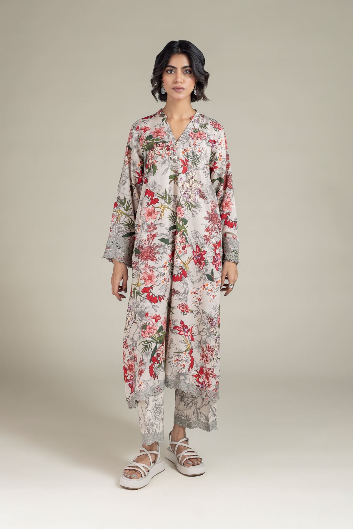 Embroidered Raw Silk Pants - 25-10-11E9-08TB-VG