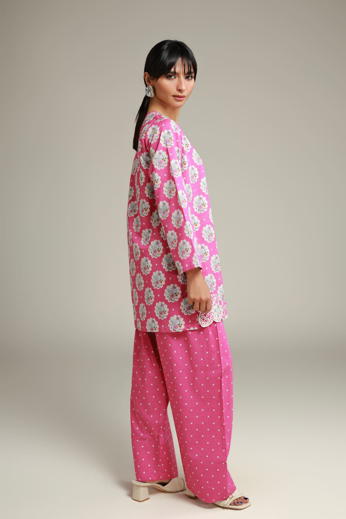 Embroidered Cotton Dobby Pink Cotton Shalwar - 25-00-X1-10TA-VG