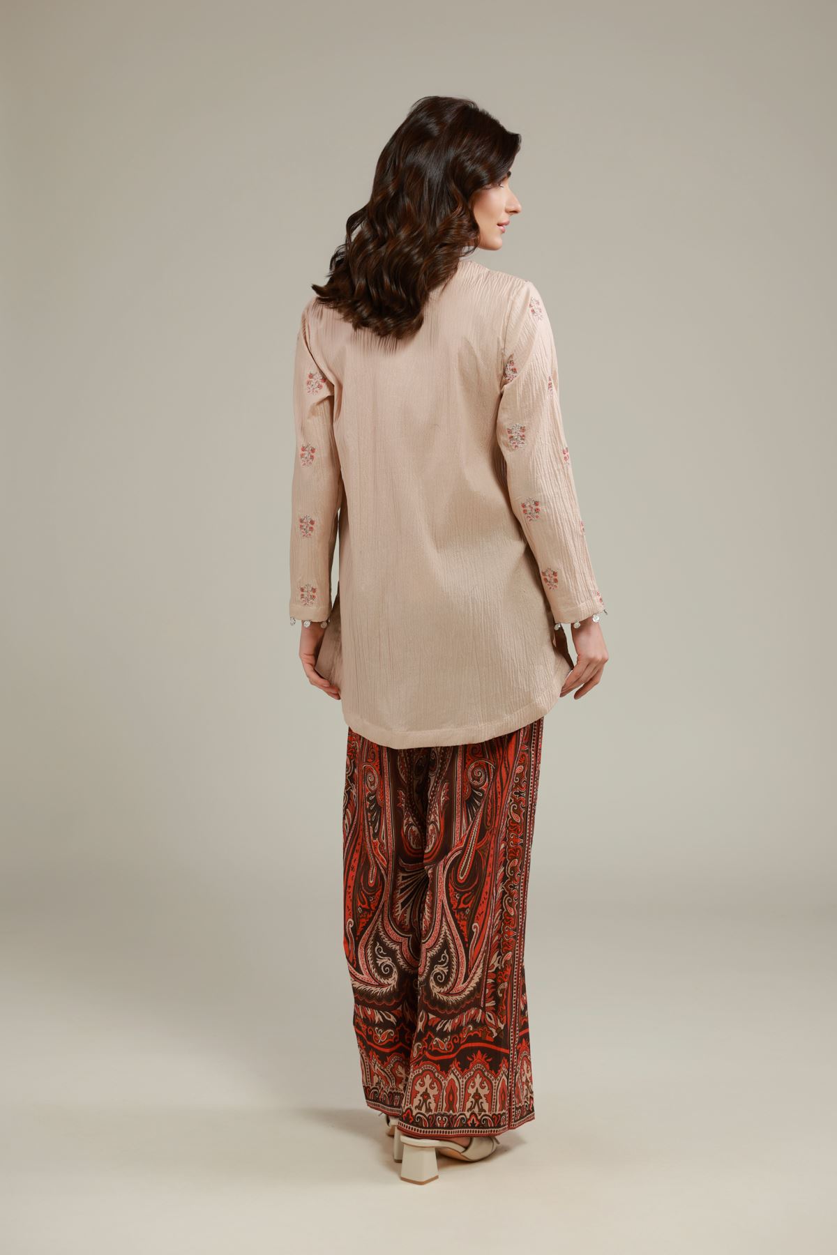 Embroidered Cotton Crinkle Floral Crinkled Kurta - 1-26-231-A-A1-VG