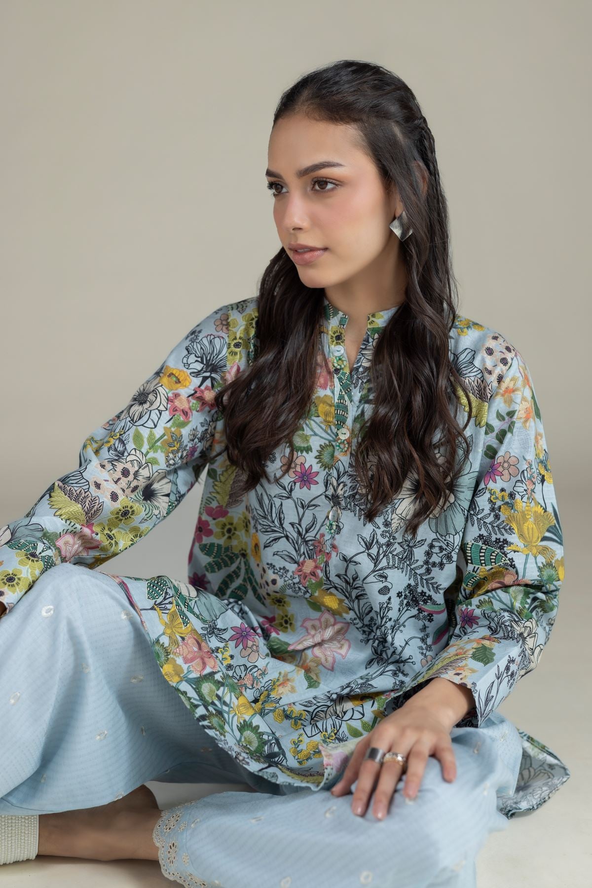 Printed Cotton Dobby Kurta - 25-10-12E12-05TB-VG