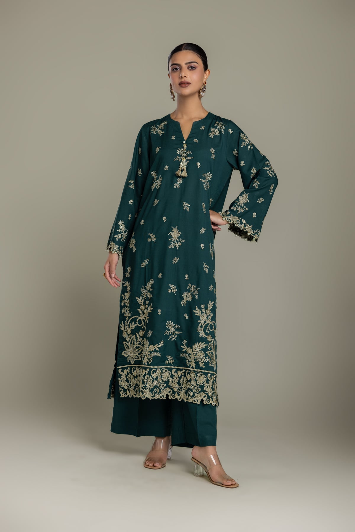 Embroidered Raw Silk Raw Silk Kurta - 2-26-418-A-H1-VG